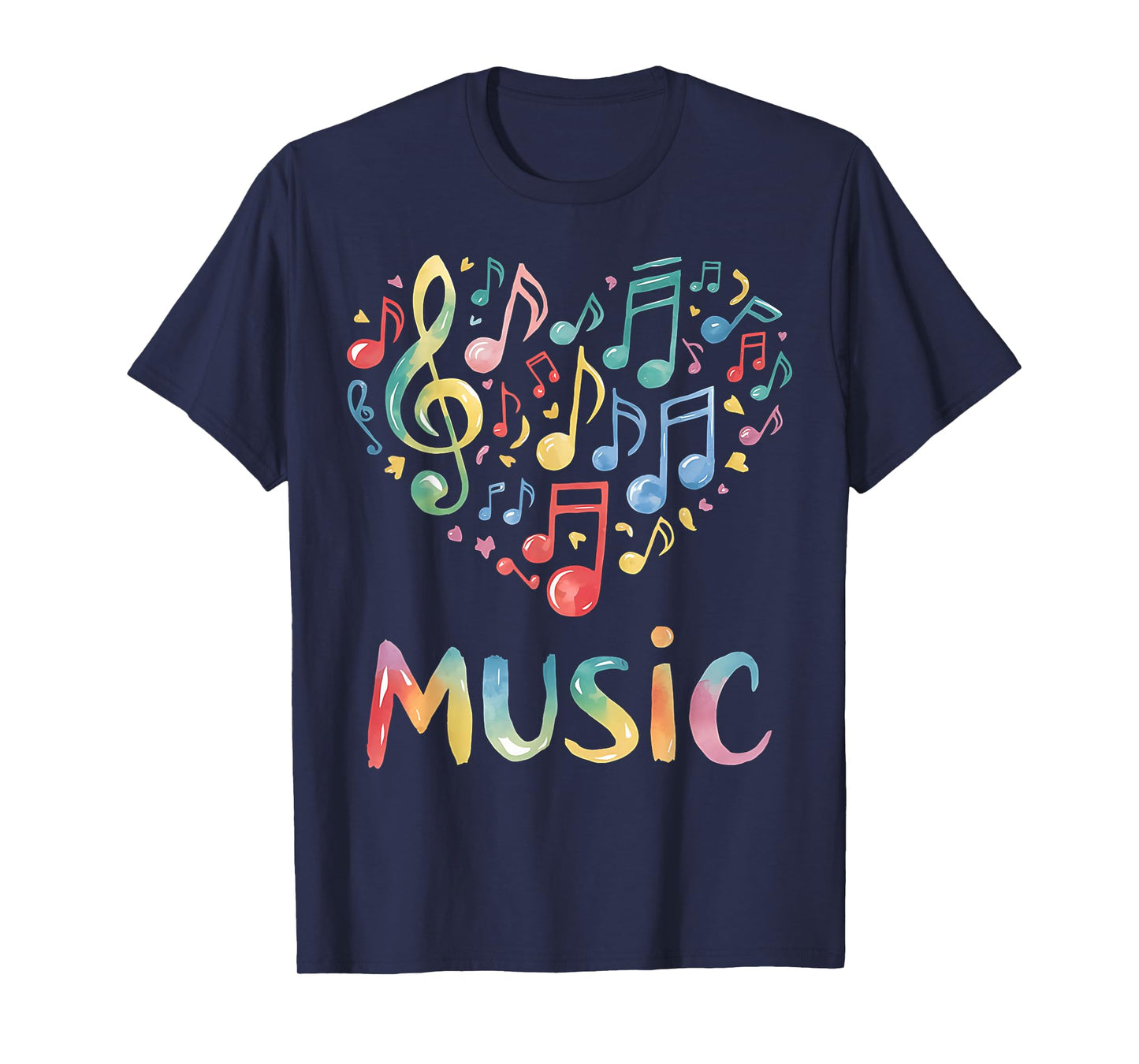Music Lover Colorful Musical Notes Treble Clef Heart T-Shirt