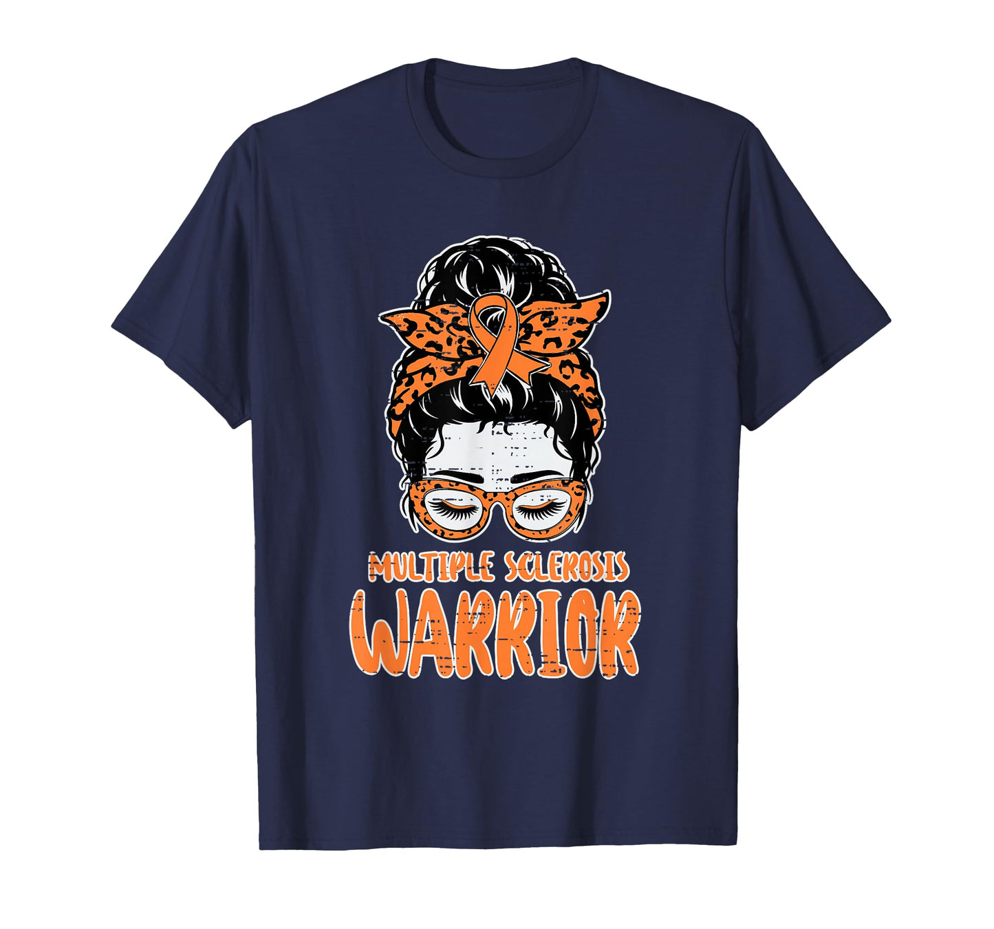 Multiple Sclerosis Warrior MS Awareness Women Messy Bun Hair T-Shirt