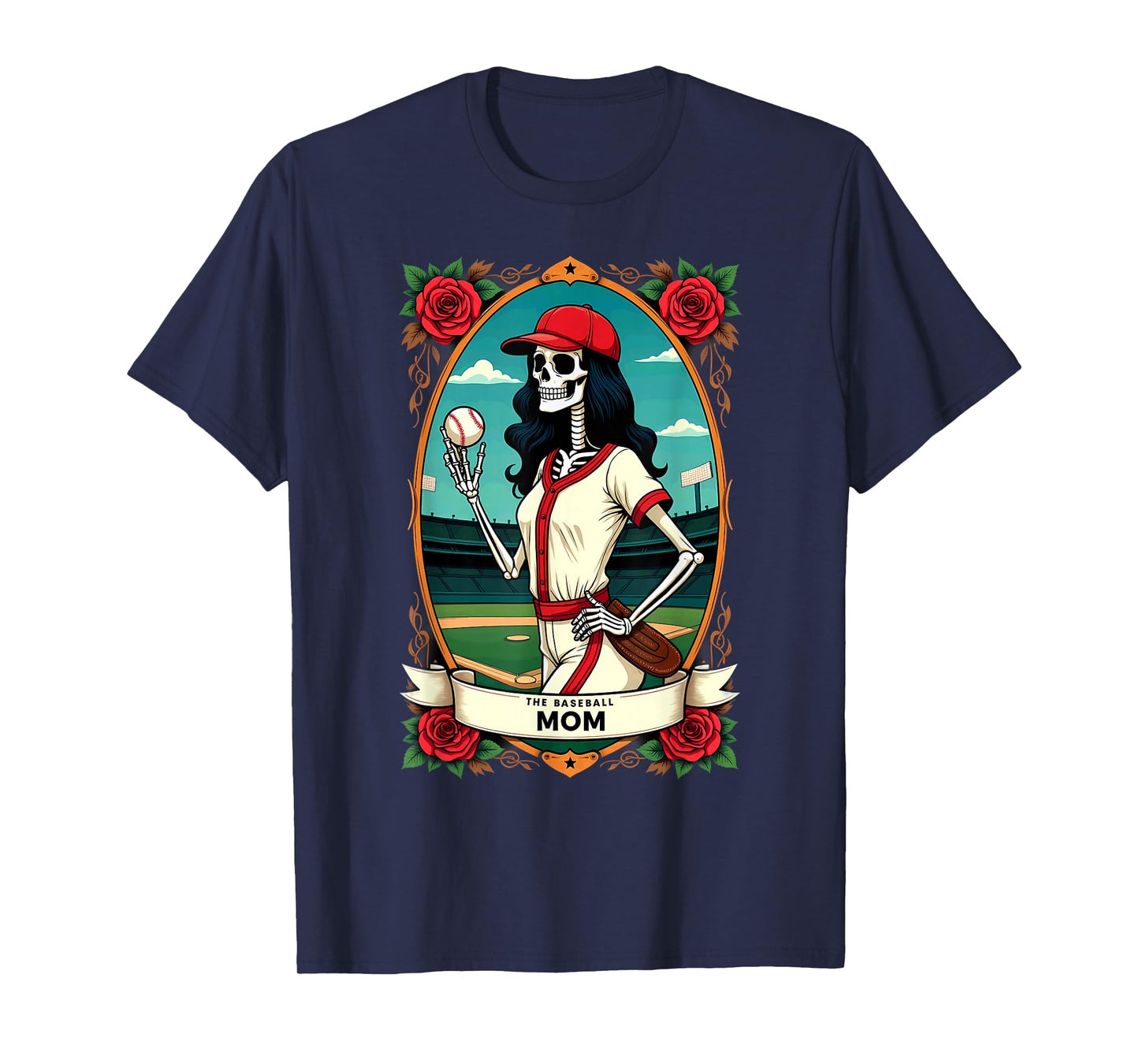 Gothic Tarot Card Baseball Mom Skeleton T-Shirt