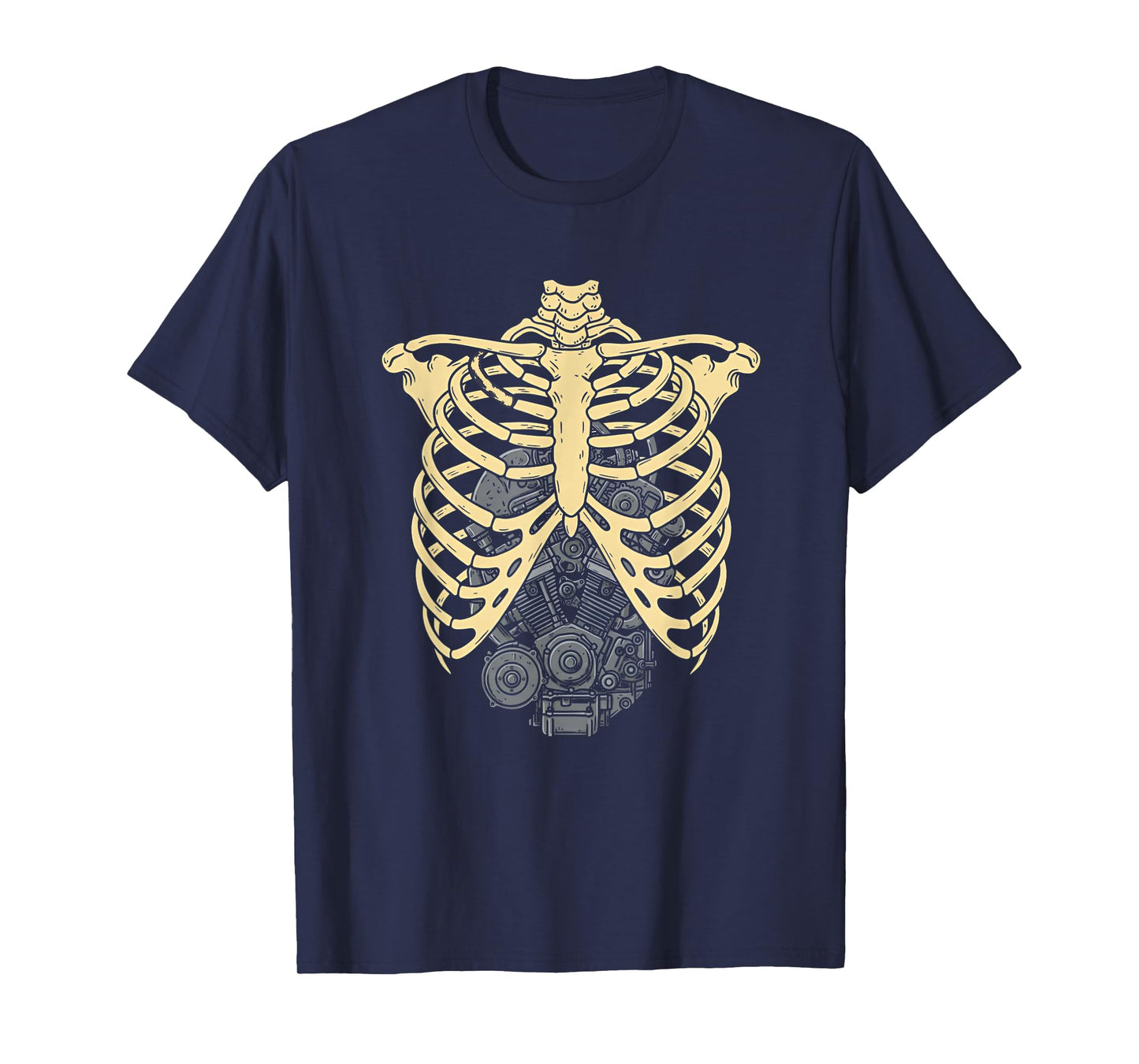 Car Engine Ribs Auto Mechanic Halloween Skeleton Men Dad T-Shirt