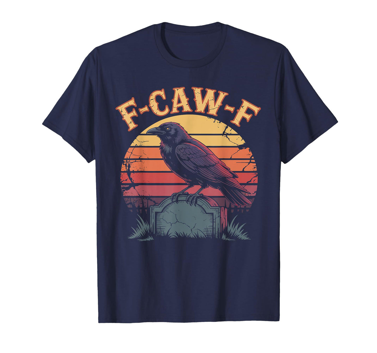 Retro Crow T-Shirt - Funny F-Caw-F Black Raven Bird Graphic T-Shirt