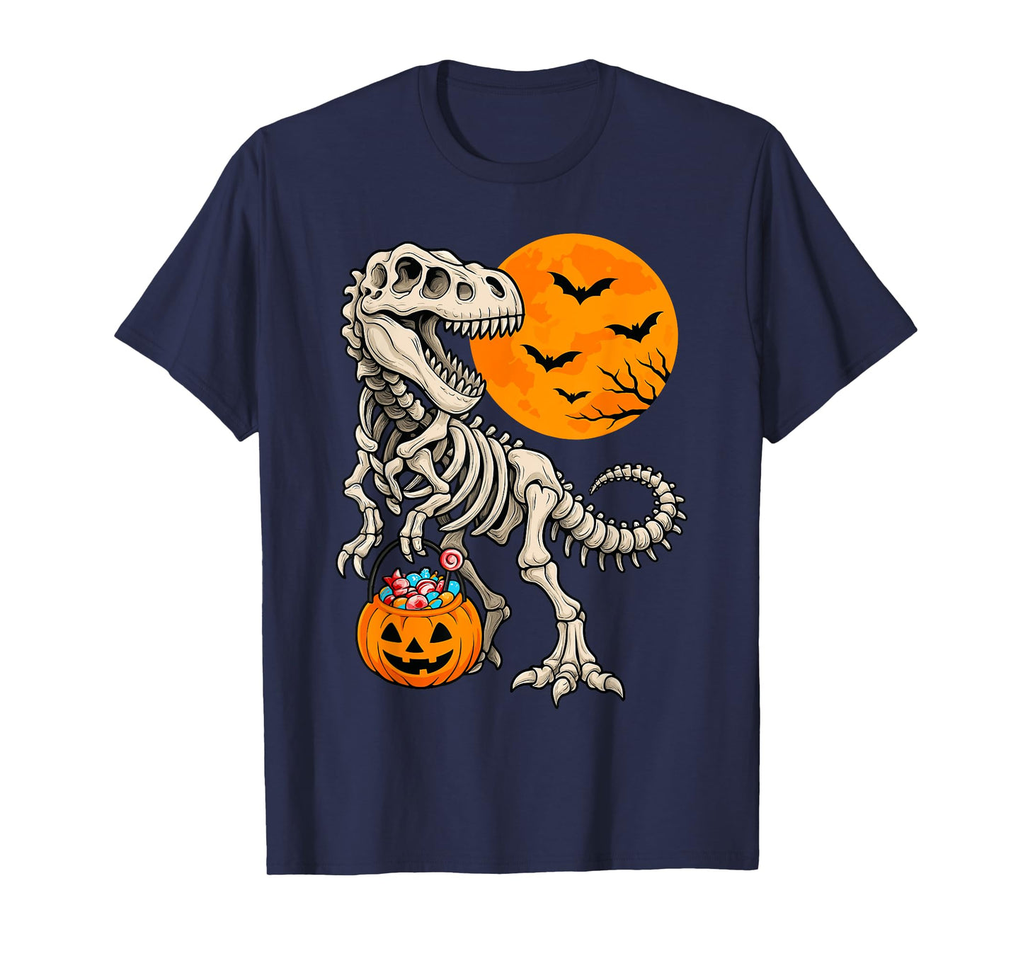 Scary Dinosaur T Rex Skeleton Halloween Boys Kids Toddler T-Shirt