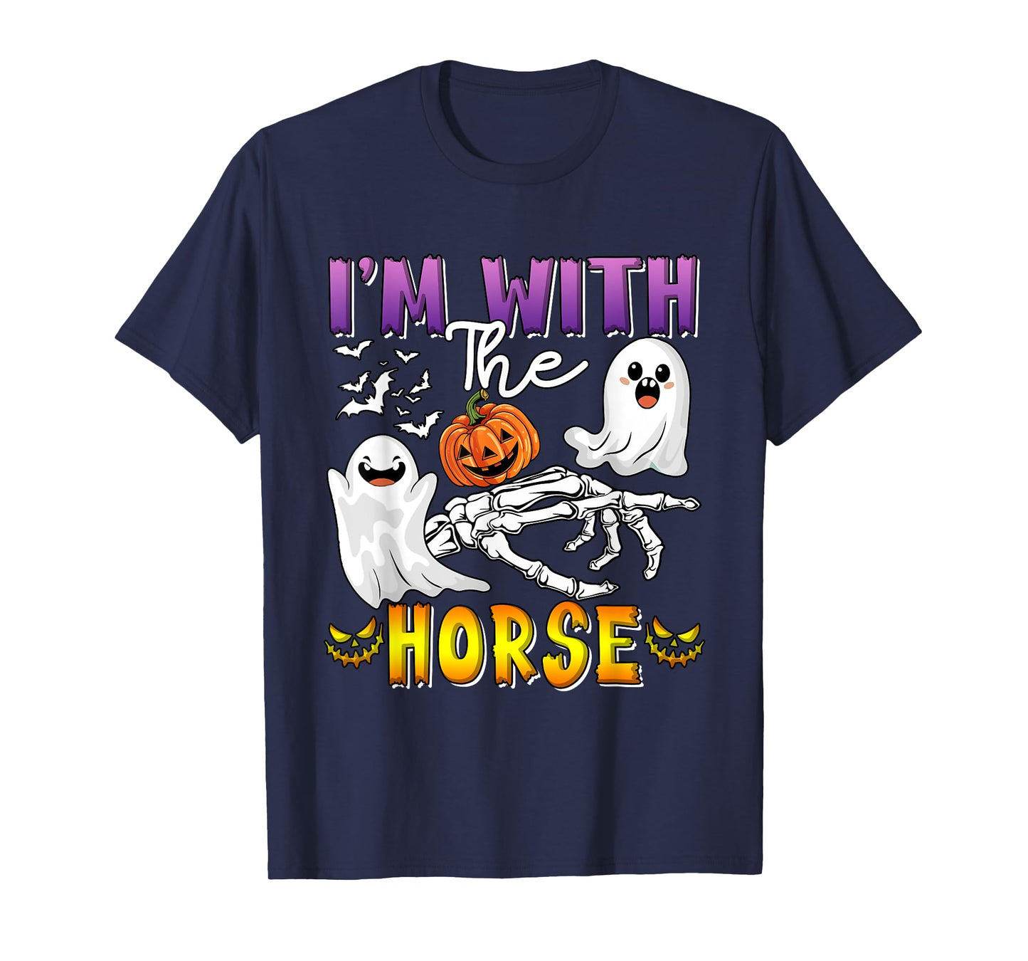 I'm with Horse Halloween Boo Ghost Funny Single Farmer T-Shirt