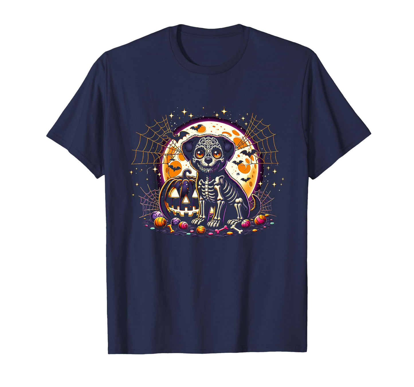 Halloween Puppy Dog Skeleton Lazy Costume T-Shirt