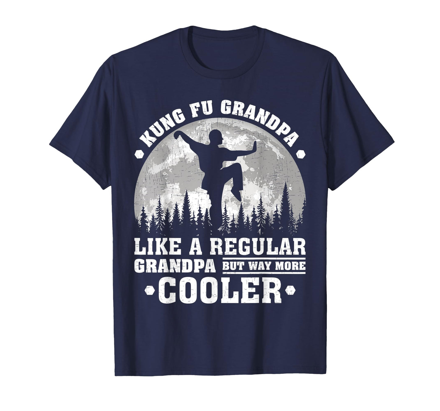 Mens Kung Fu Grandpa Funny Moon Vintage Kung Fu Father's Day T-Shirt