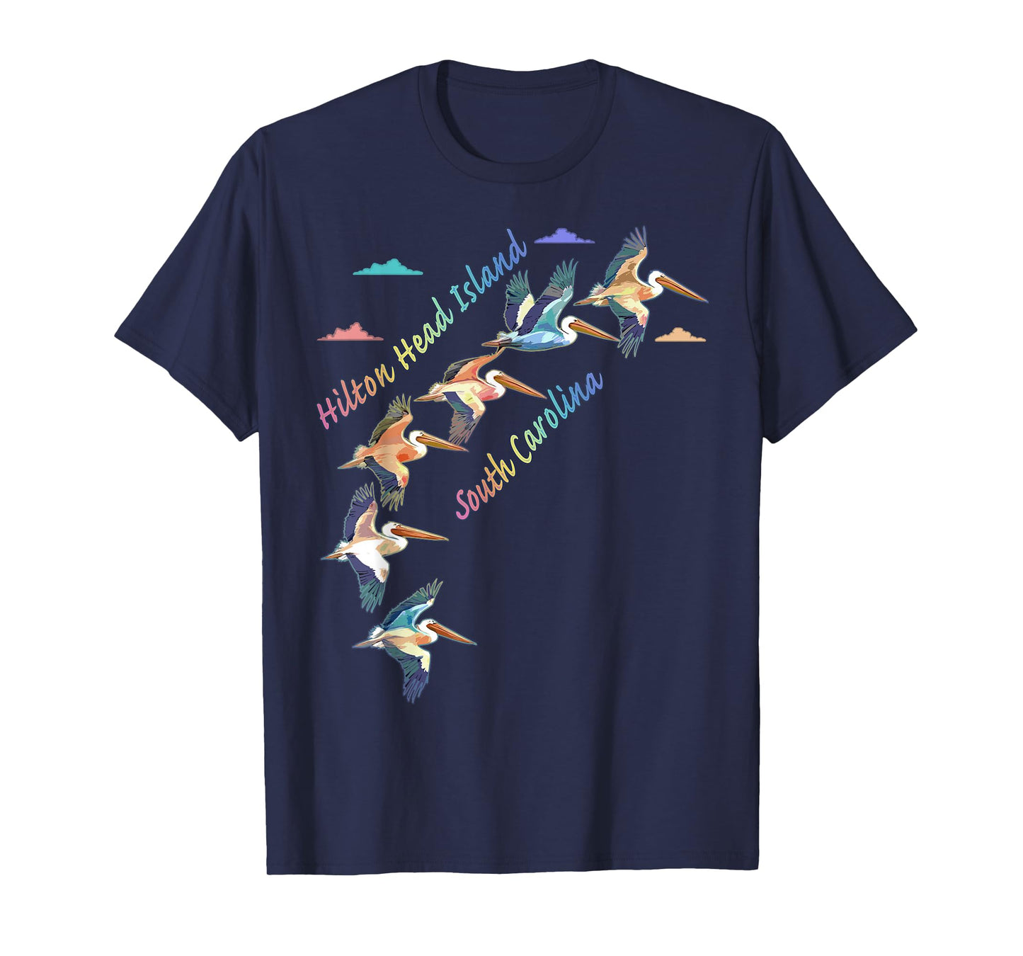Hilton Head Island South Carolina Colorful Tie-Dye Pelican T-Shirt