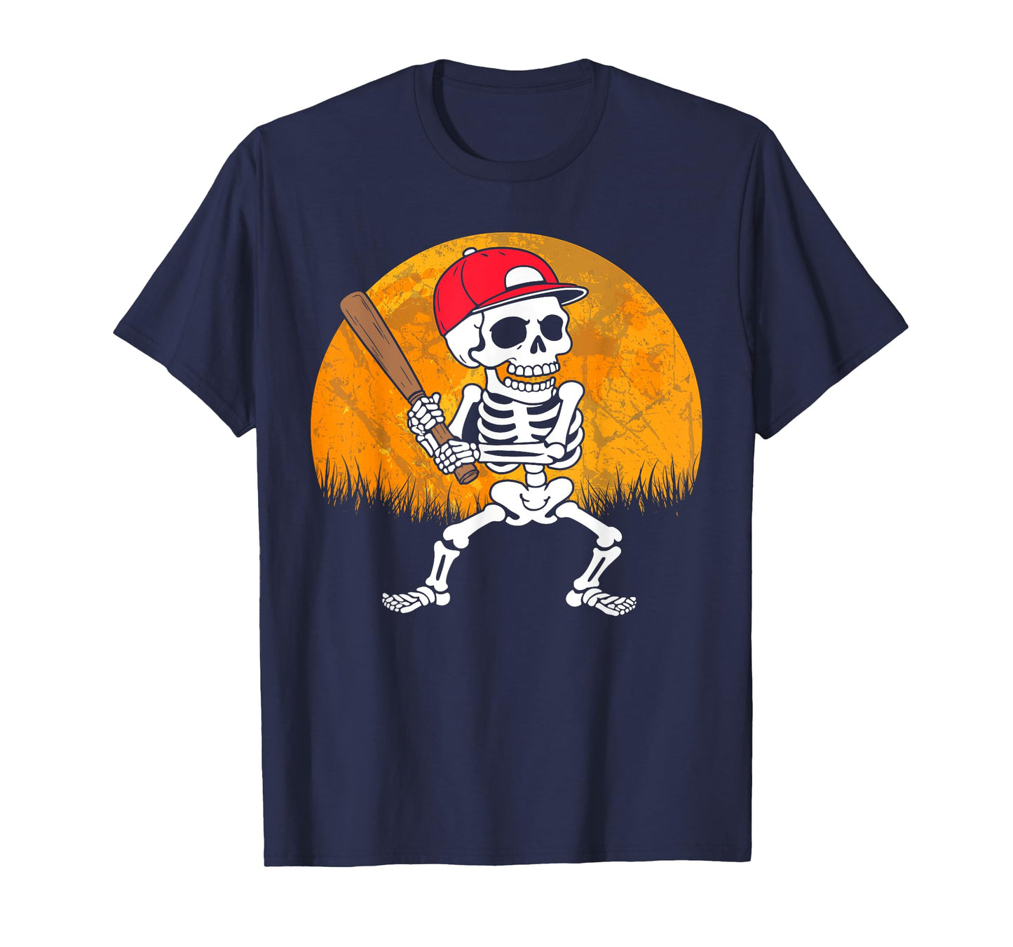 Baseball Skeleton Halloween Costume Baseball Player Men Boys T-Shirt
