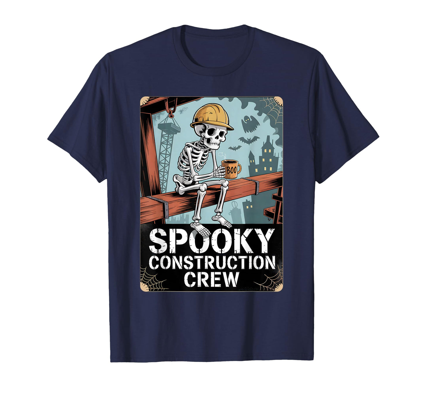 Funny Spooky Skeleton Workers Halloween Construction Crew T-Shirt