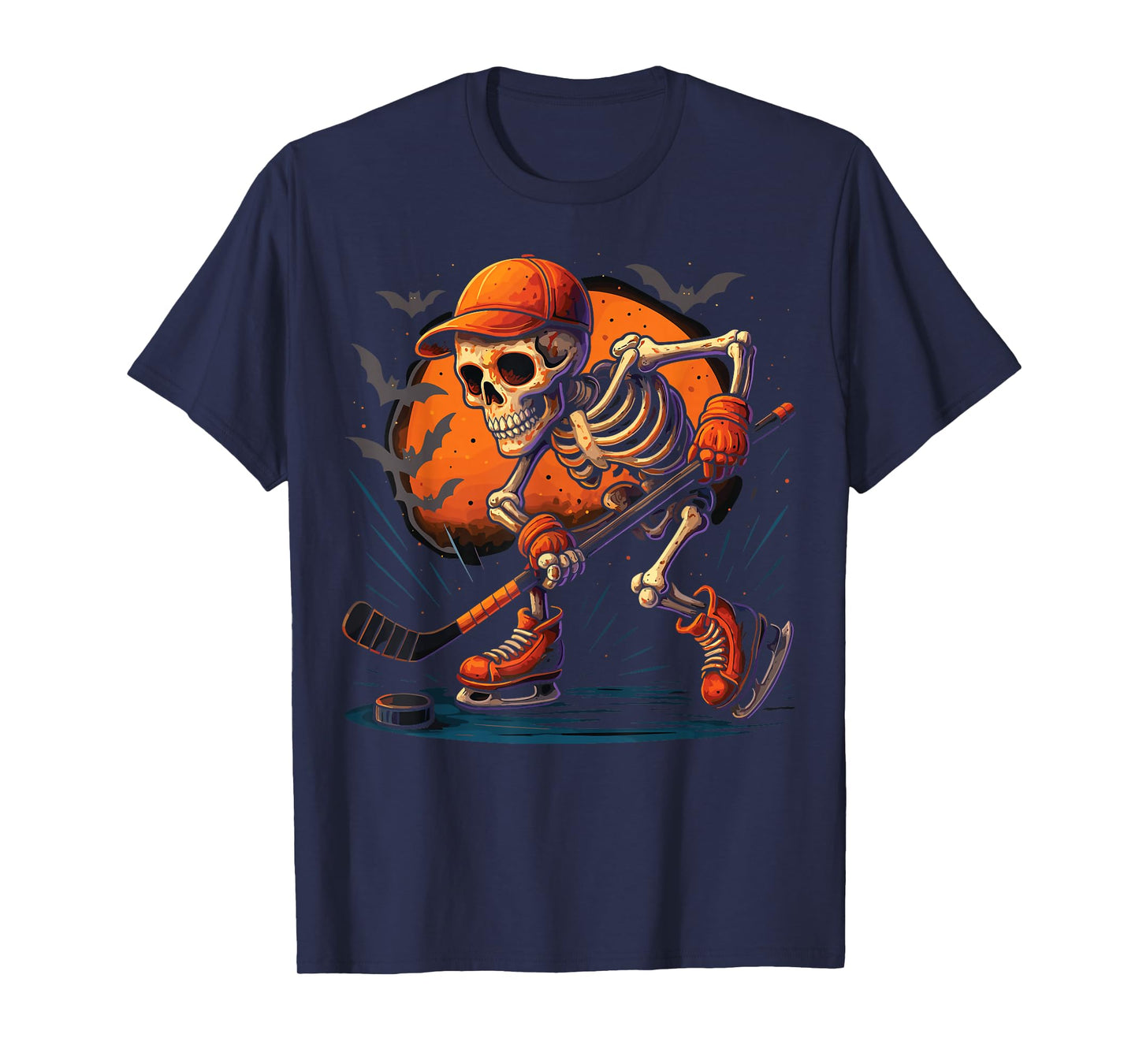 Skeleton Ice Hockey Halloween Costume T-Shirt