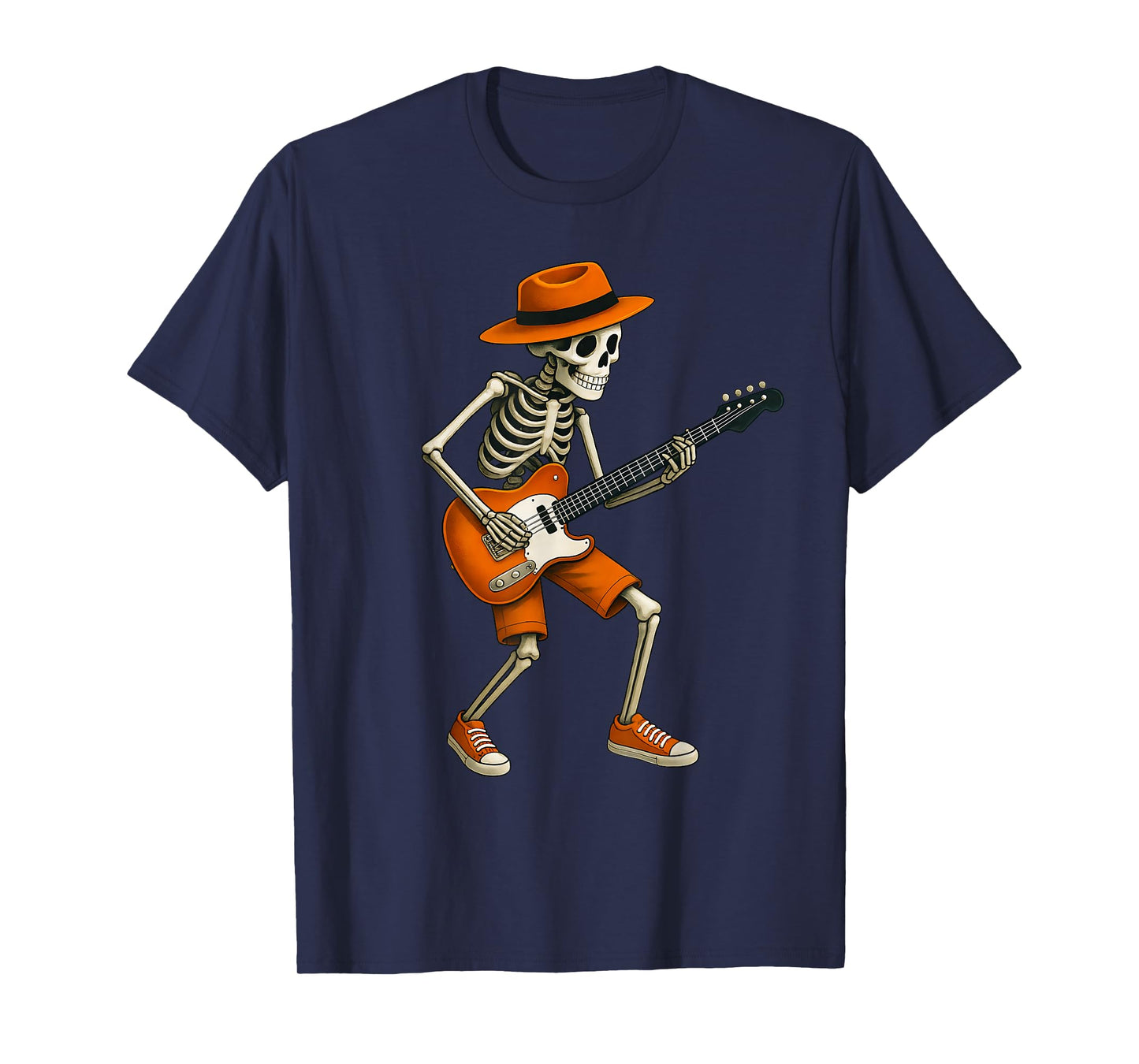 Guitar Skeleton Guitarist Rock Band Halloween Costume Funny T-Shirt