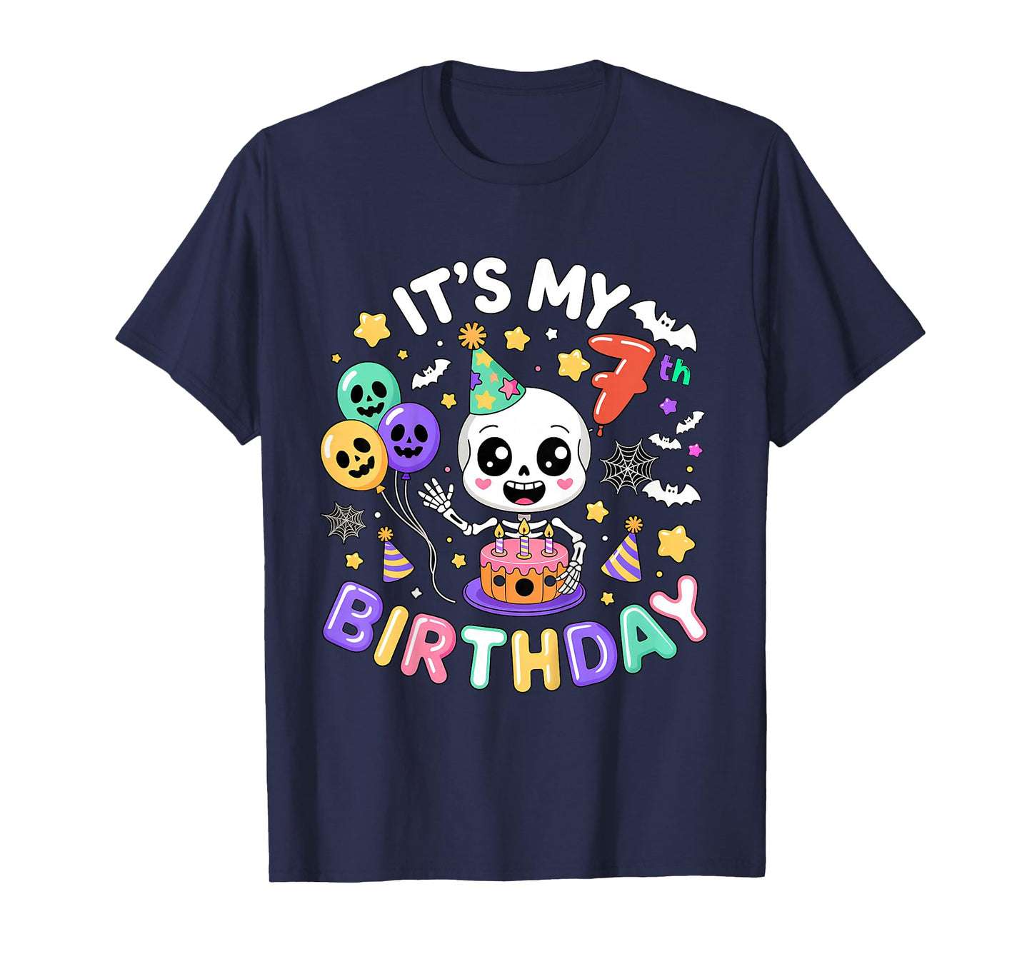 Its My 7th Birthday Skeleton Halloween Toddler Boy Girl T-Shirt