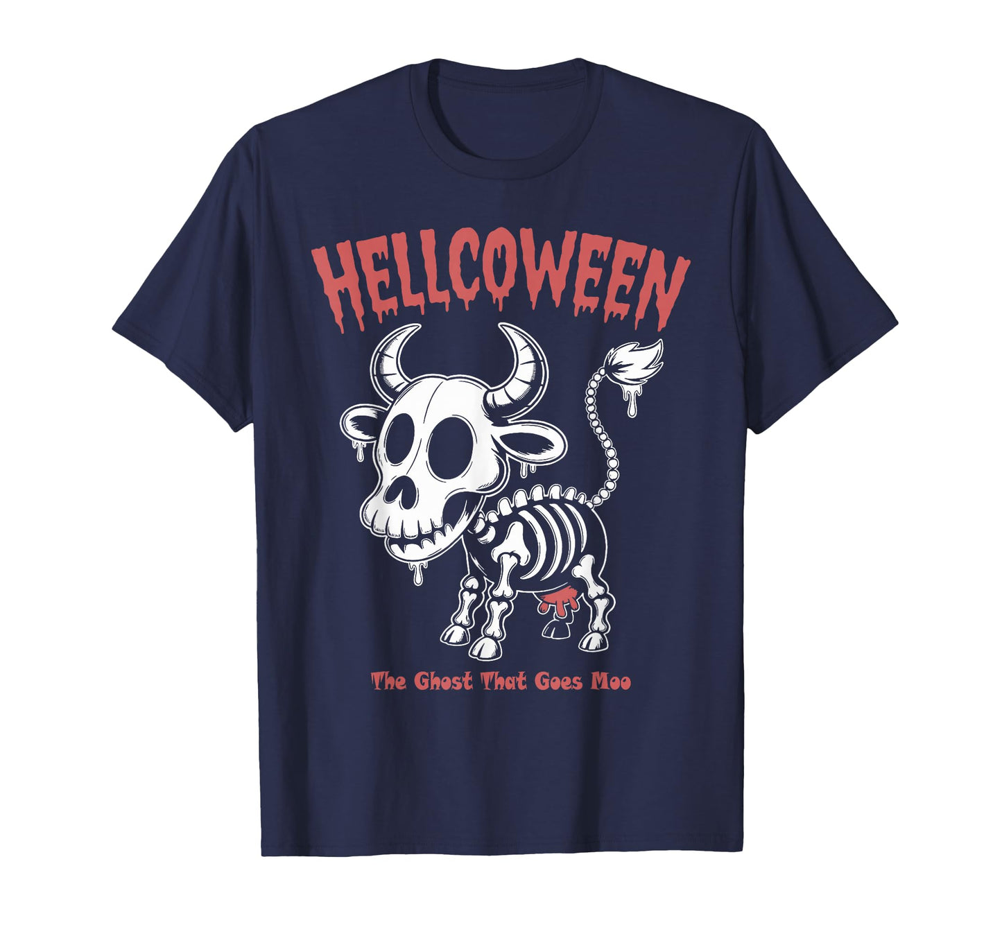 Spooky Cow Skeleton Hellcoween Halloween T-Shirt