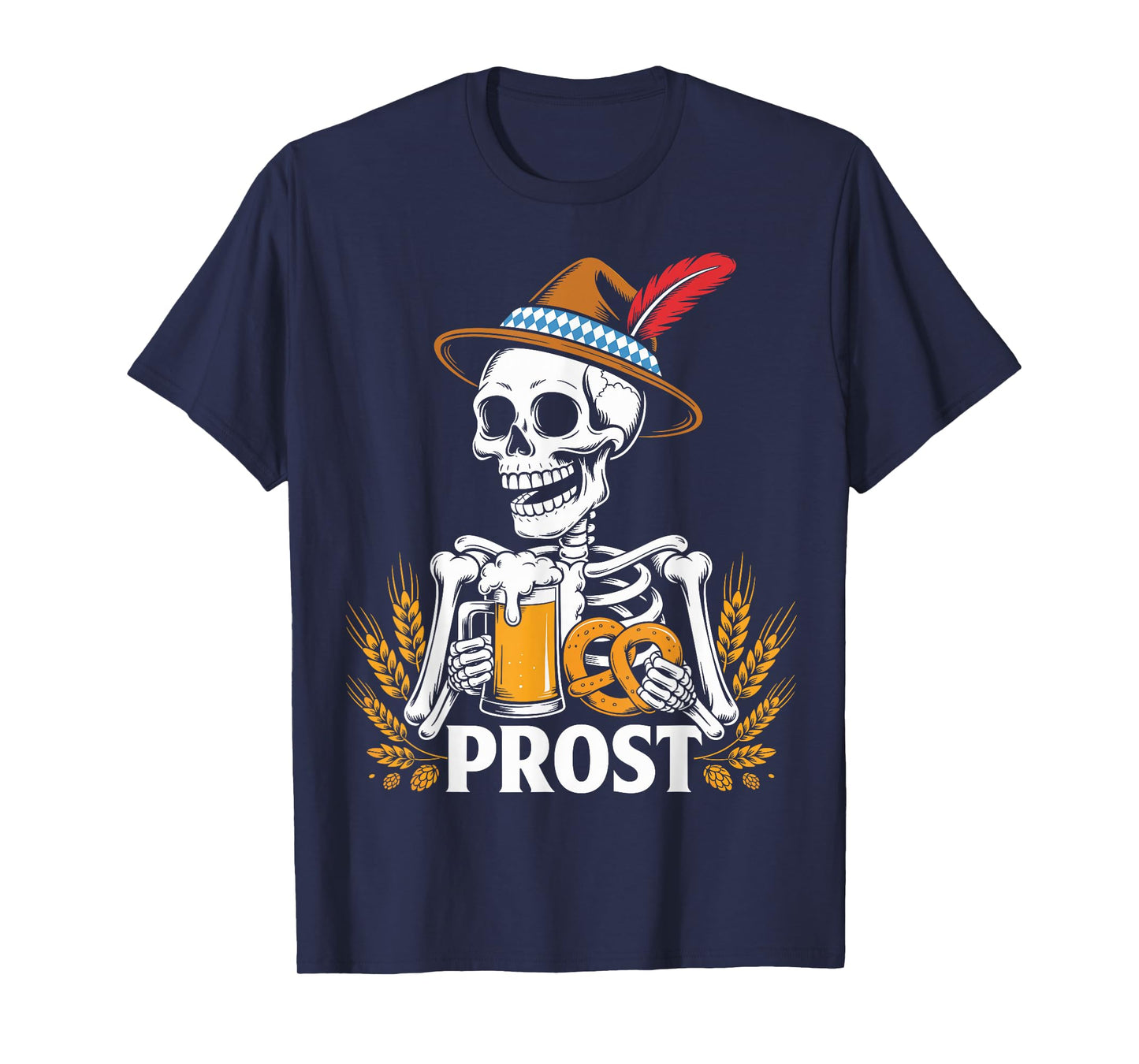 Skeleton Prost Bavarian Halloween Munich German Oktoberfest T-Shirt
