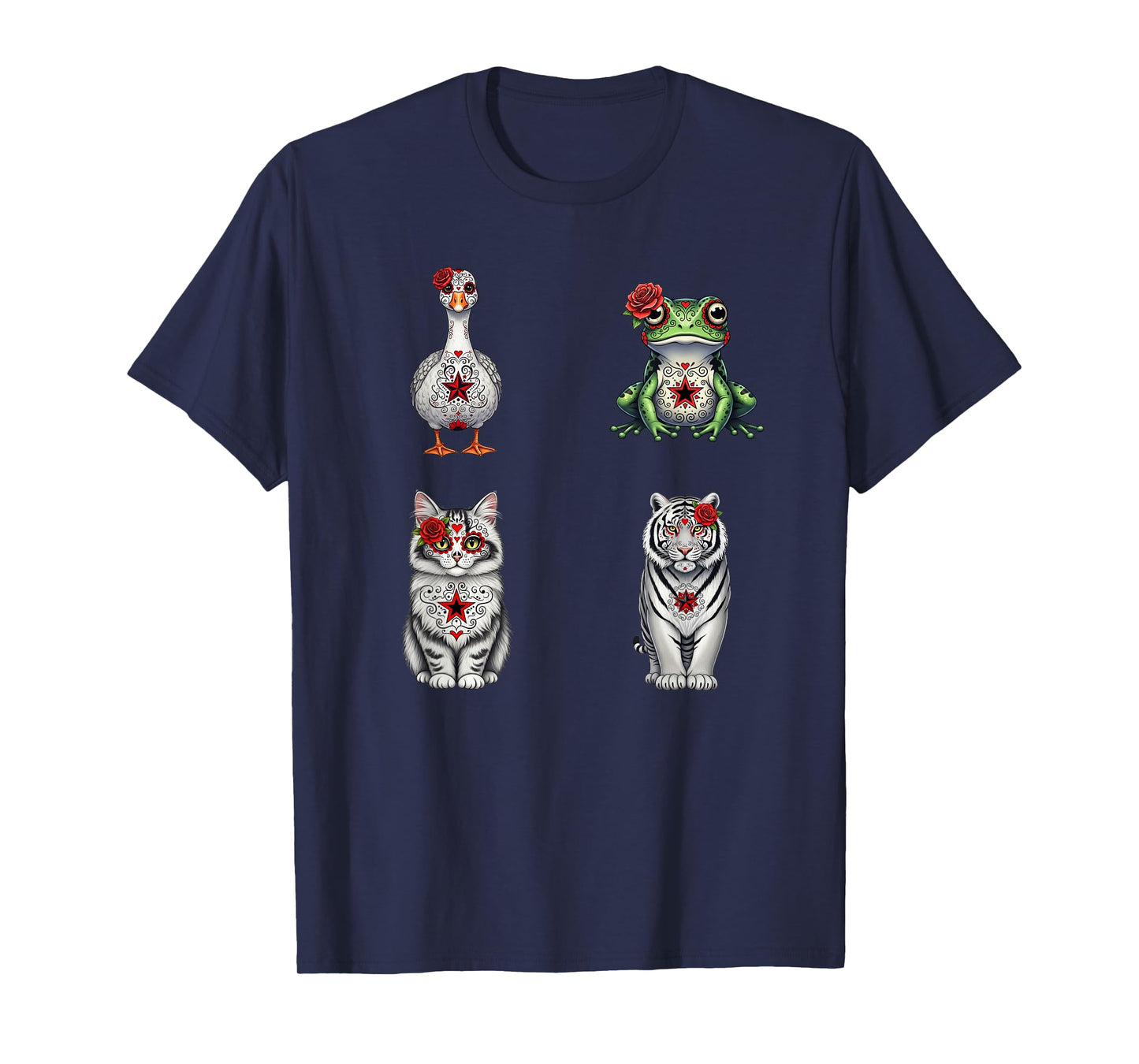 Cute Sugar Skull Animals Halloween Graphic T-Shirt