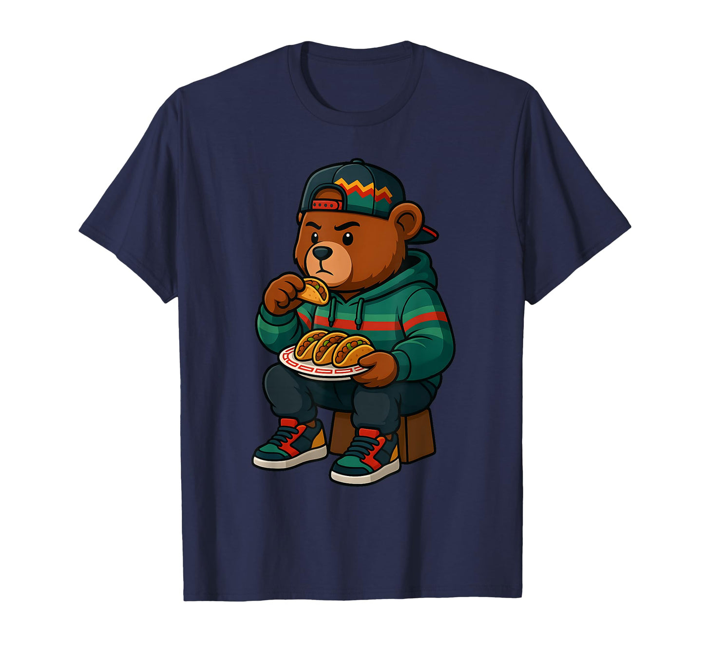 Hip Hop Teddy Bear Eating Tacos Mexican Baja Streetwear Teen T-Shirt