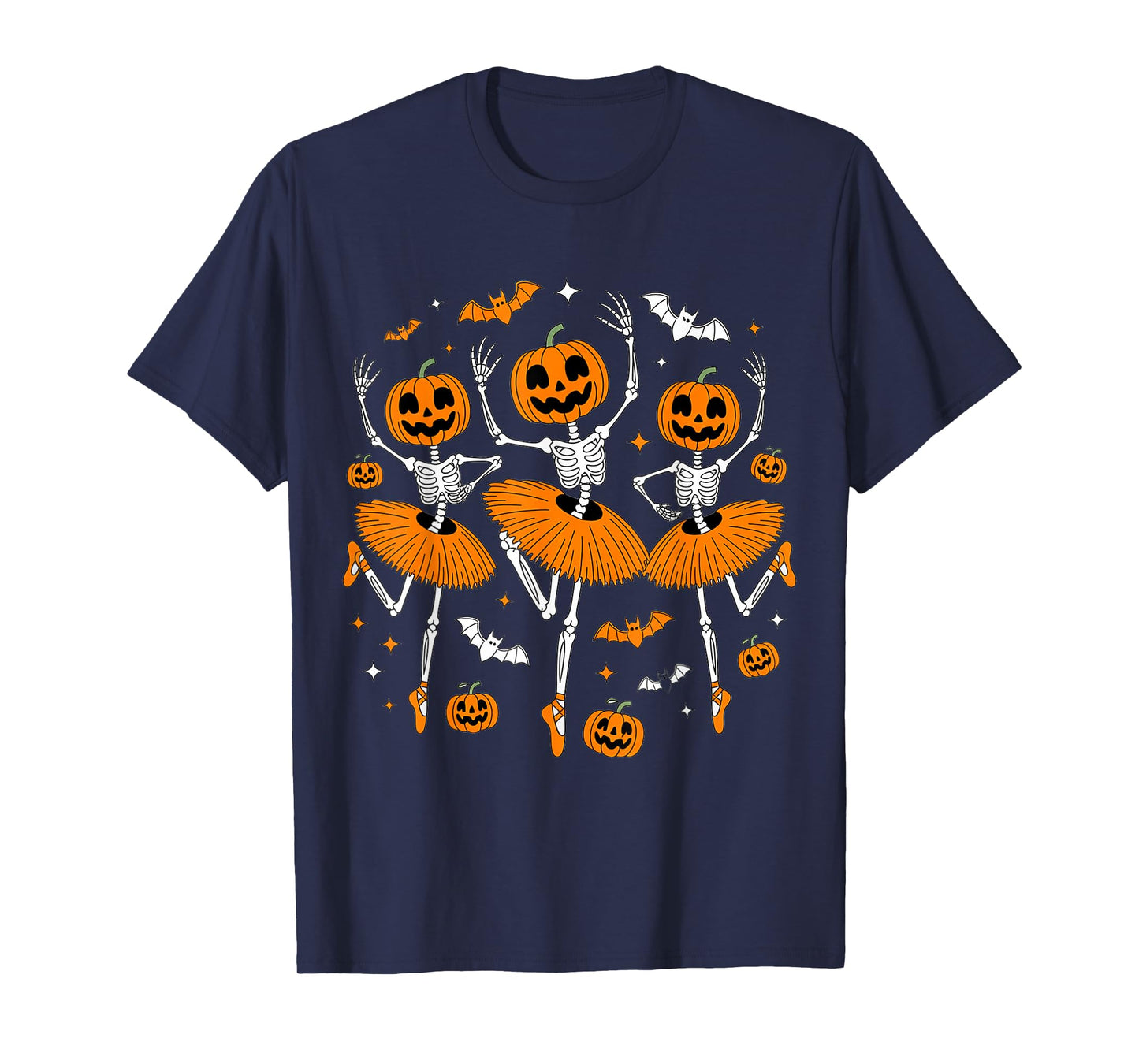 Ballet Pumpkin Skeleton Scary Halloween Men Women Boys Girl T-Shirt