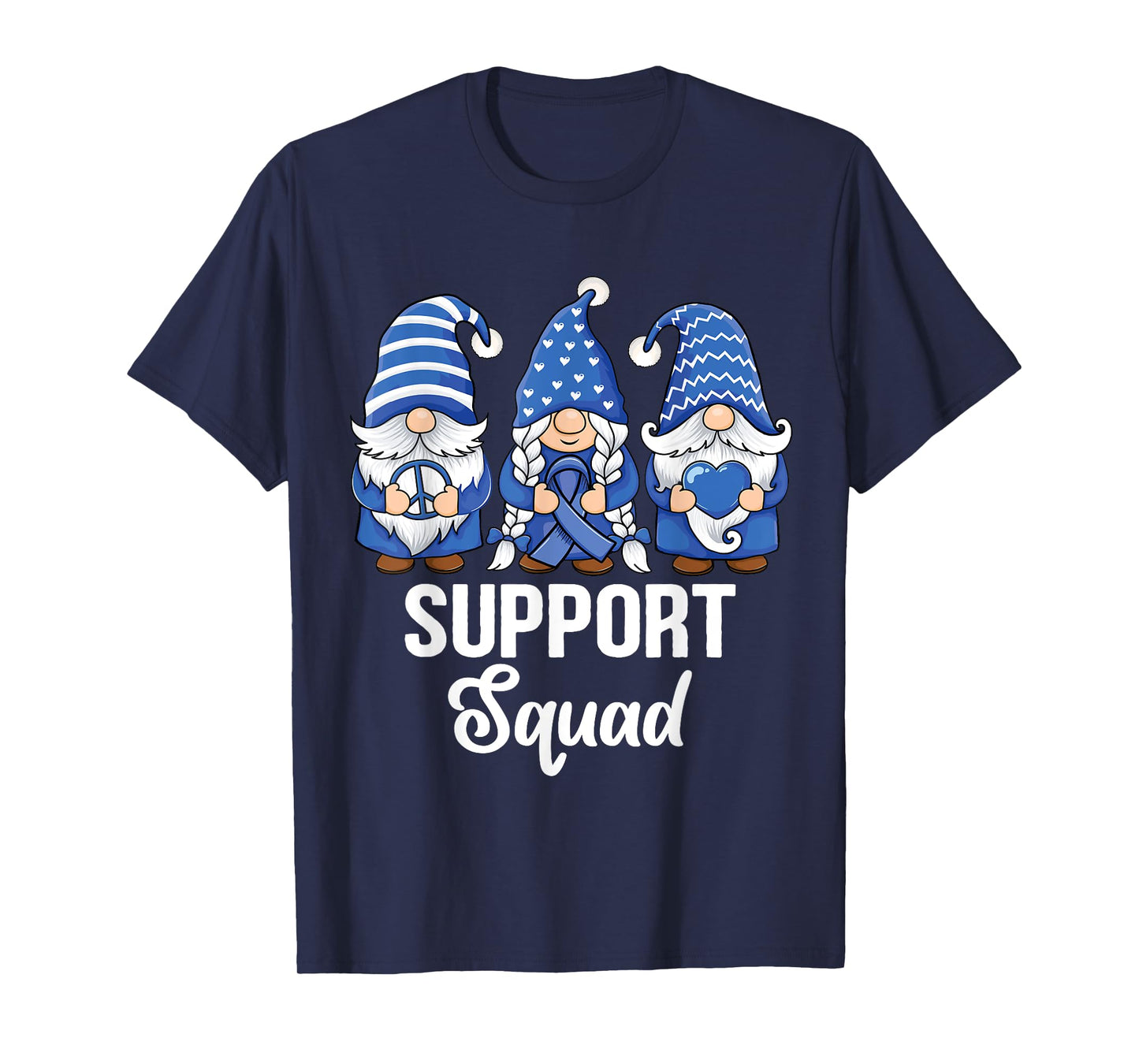 Colon Cancer Support gnomes with ribbon Colorectal Awareness T-Shirt