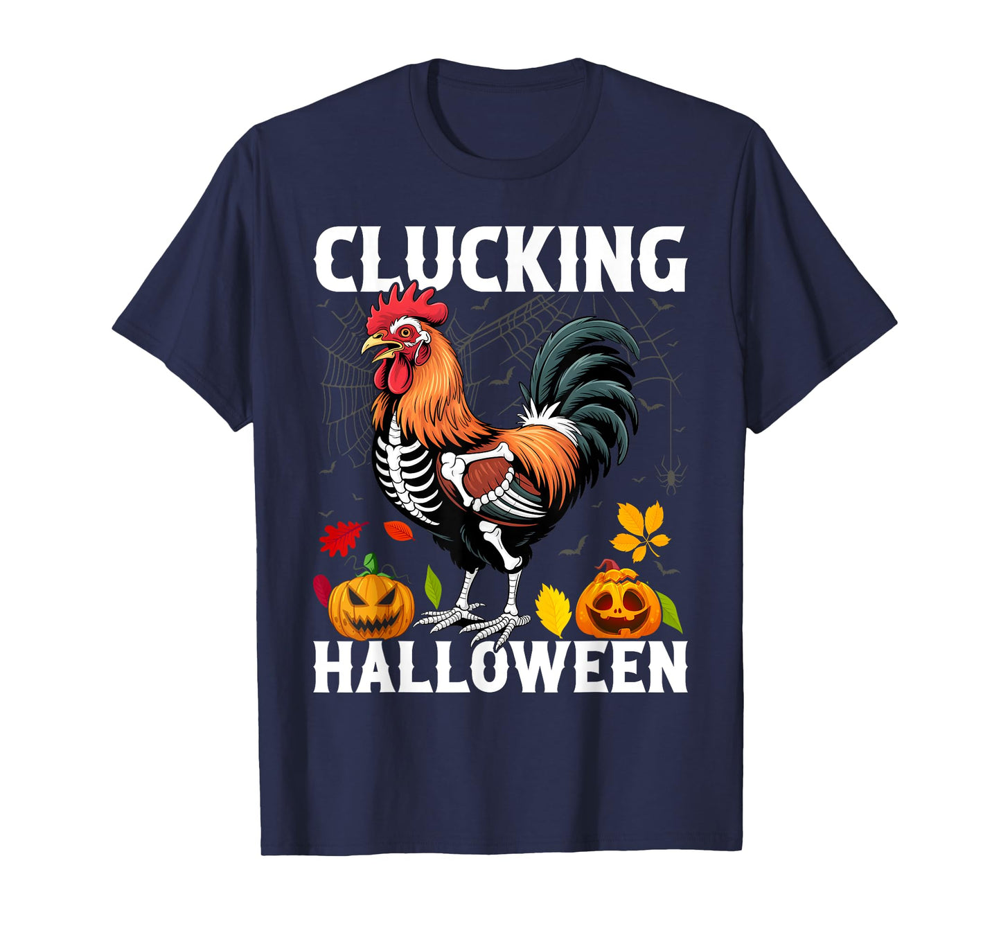 Clucking Halloween Chicken Skeleton Spooky Rooster T-Shirt