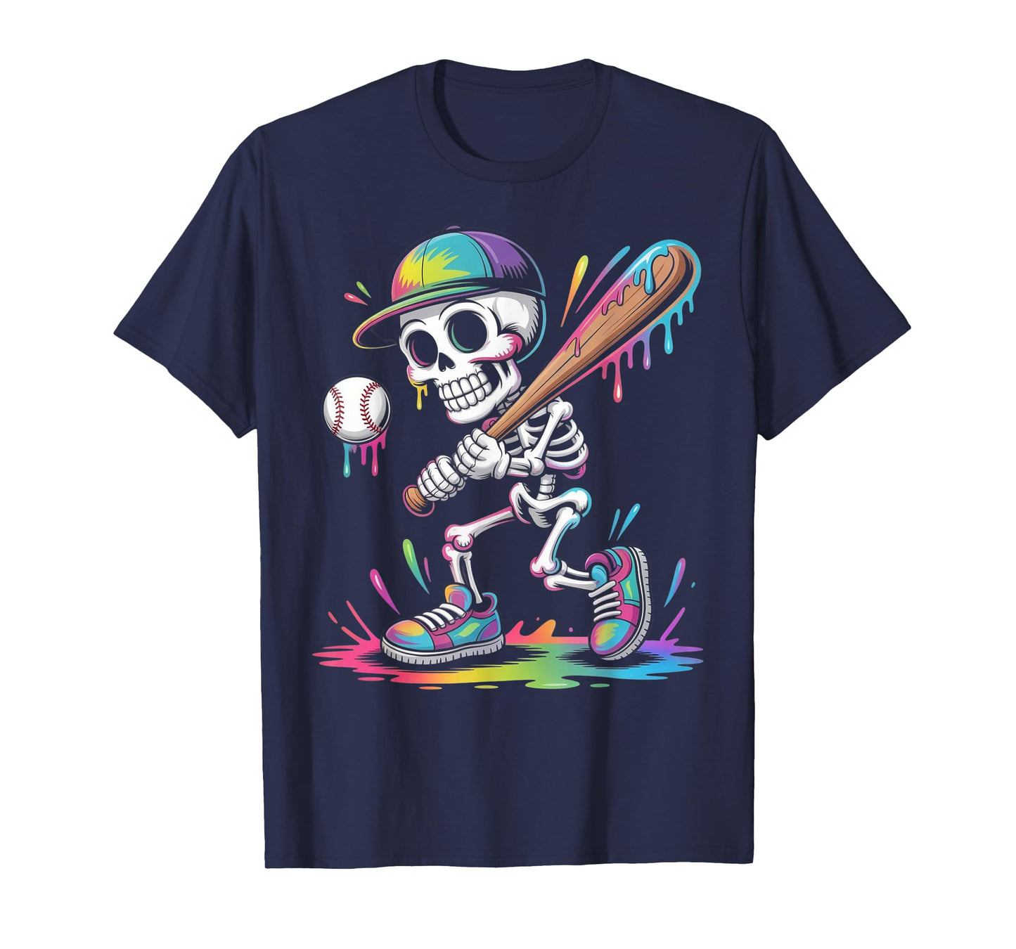 Funny Halloween Drip Baseball Player T-Shirt