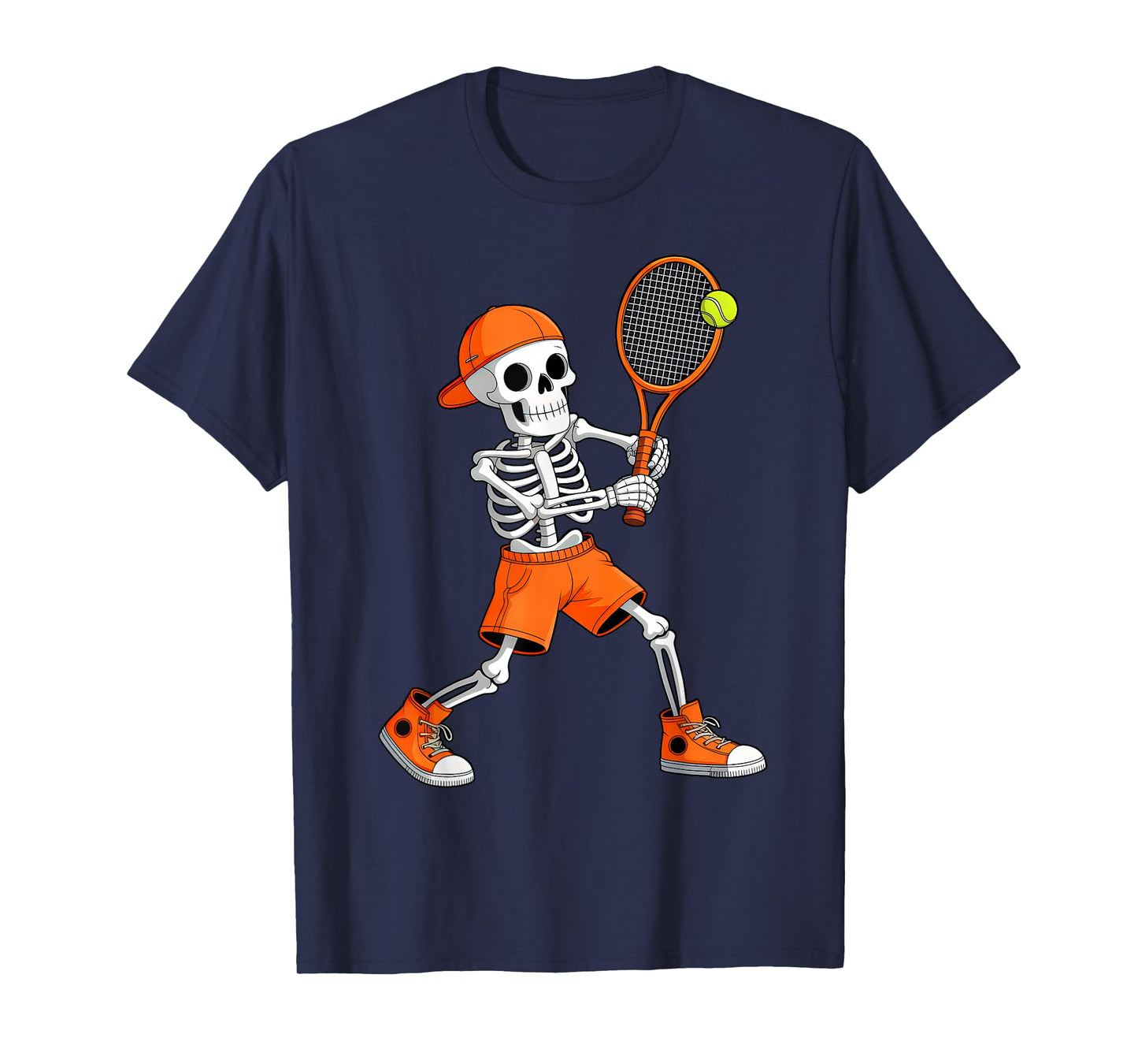 Funny Skeleton Play Tennis Halloween Costume Boys Men Kids T-Shirt