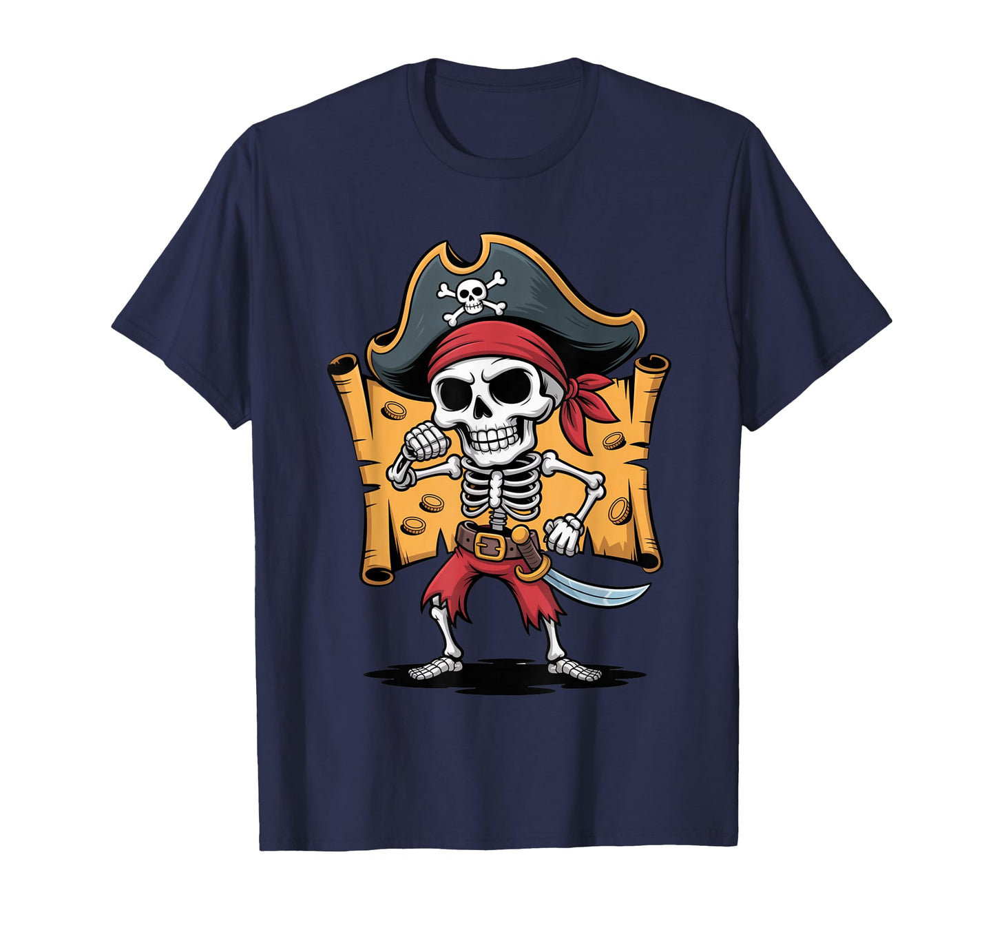 Spooky Pirate Skeleton Halloween Costume Skull Jolly T-Shirt