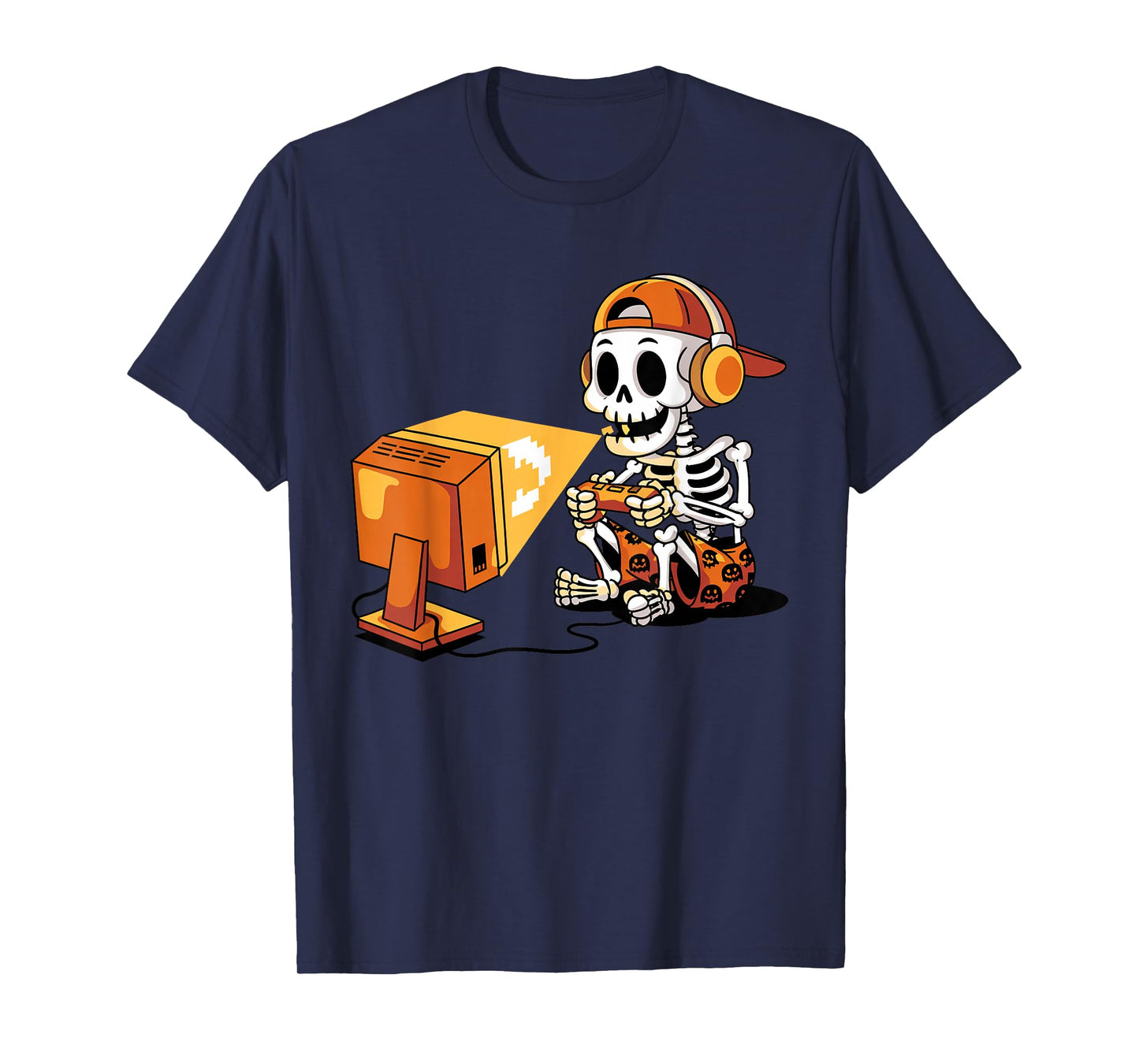 Funny Video Gaming Skeleton Halloween Trick Or Treat Kids T-Shirt