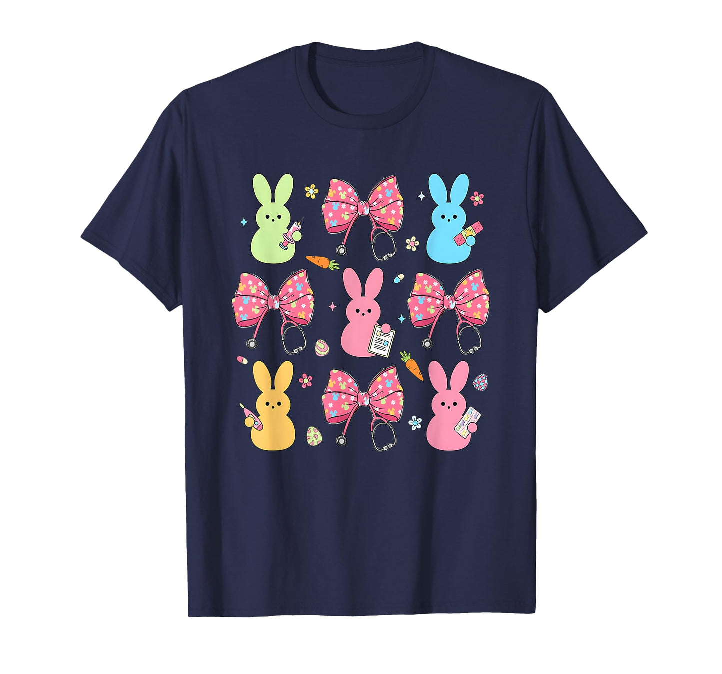 Coquette Bow Bunny Nurse Easter Day Nurse Easter Happy T-Shirt