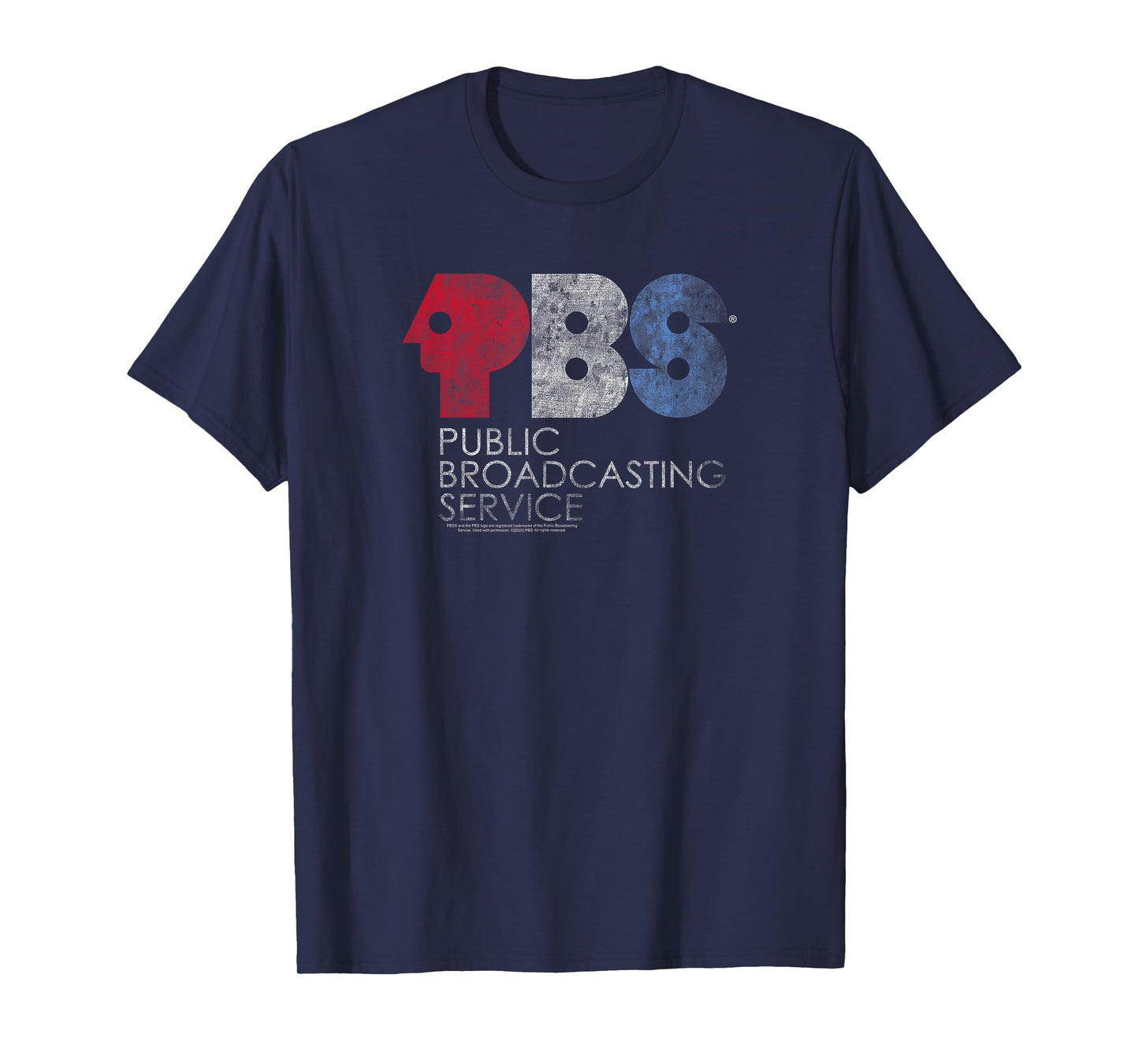 PBS Distressed Red White and Blue Vintage Logo T-Shirt
