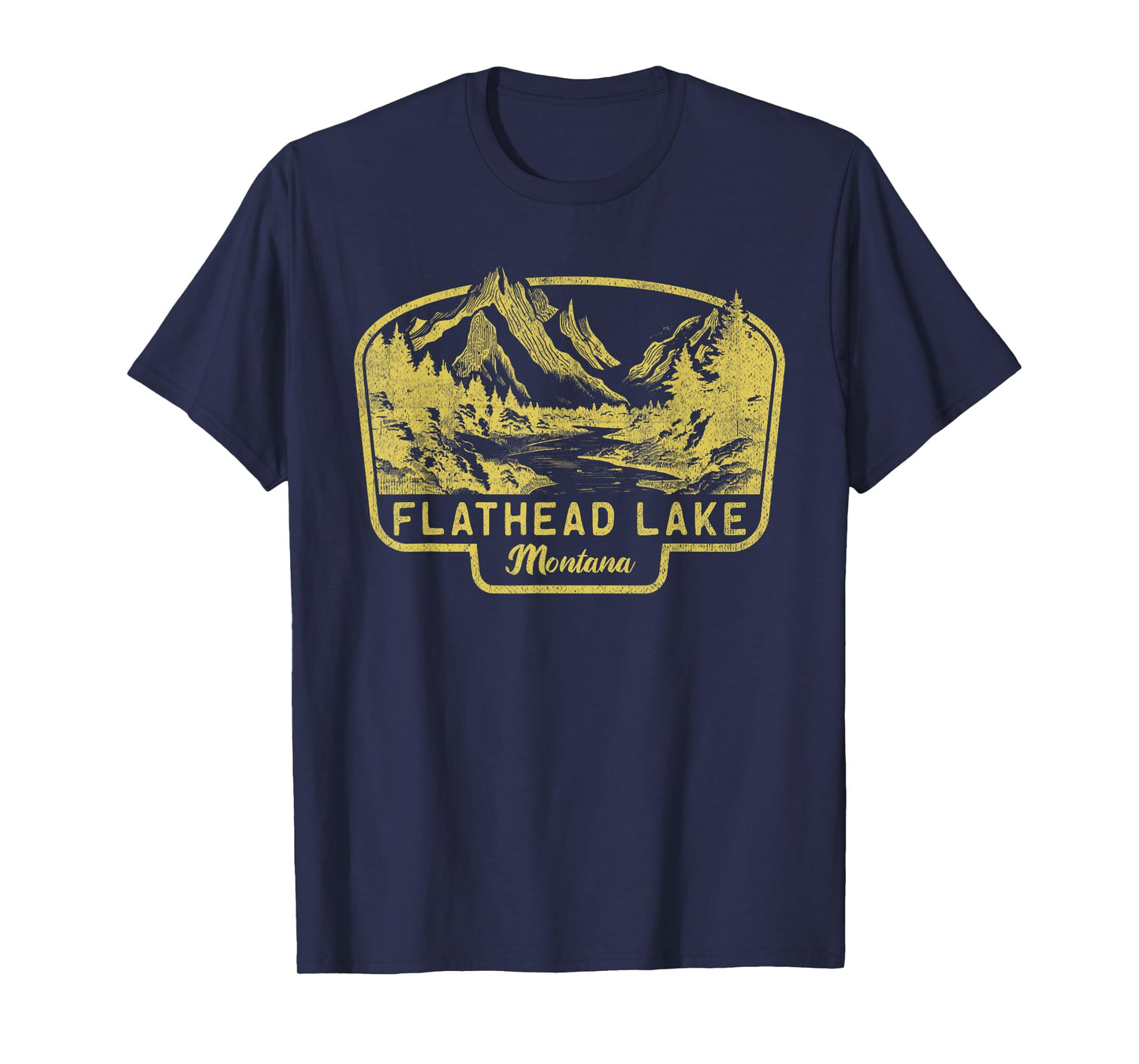 Flathead Lake Mountains Montana Hiking Outdoors Vintage T-Shirt