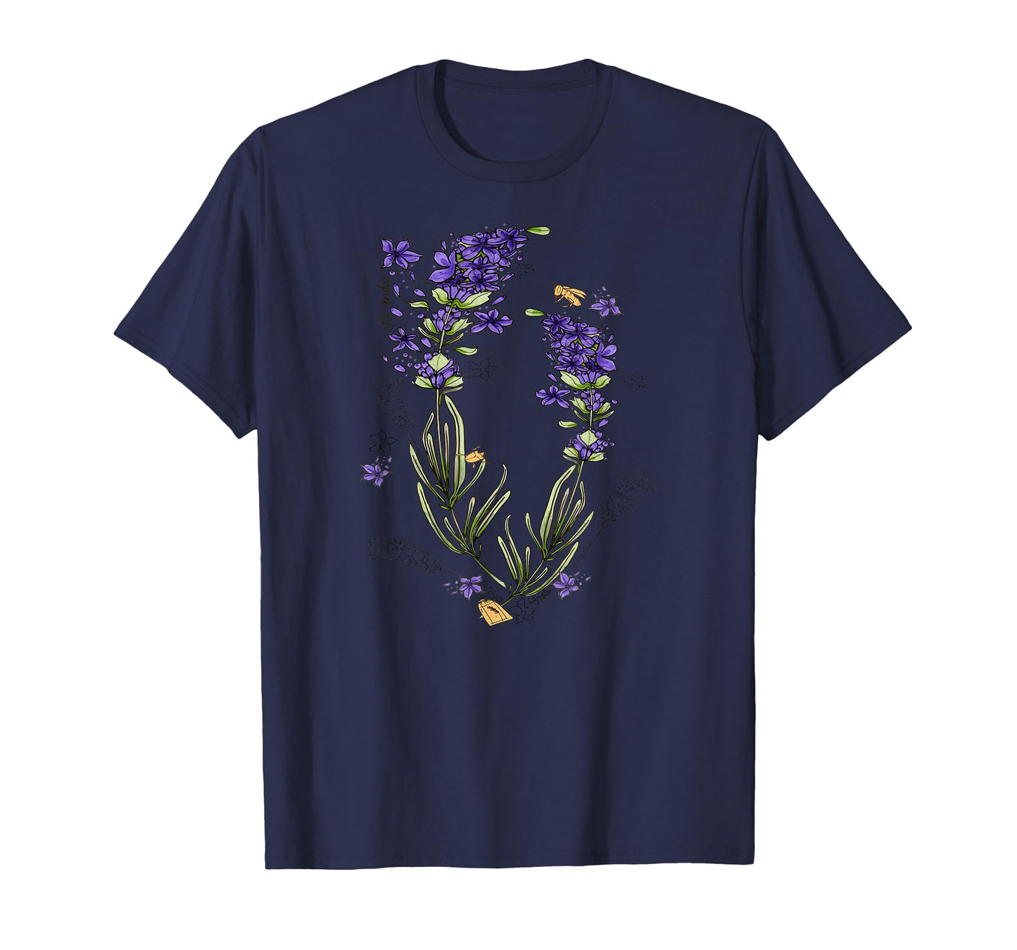 Lavender Purple Flowers Herb Field Botanical Stems T-Shirt