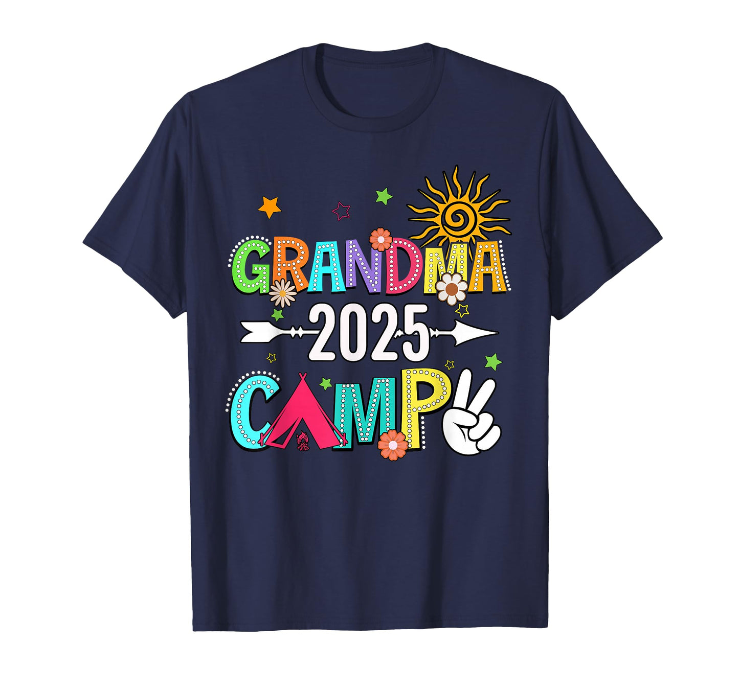 Grandma Camp 2025 Family Vacation Summer Camping Crew Kids T-Shirt