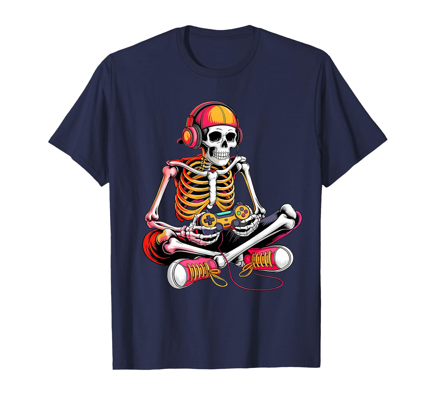 Funny Halloween Skeleton Gamer Video Gaming Boys Men Kids T-Shirt