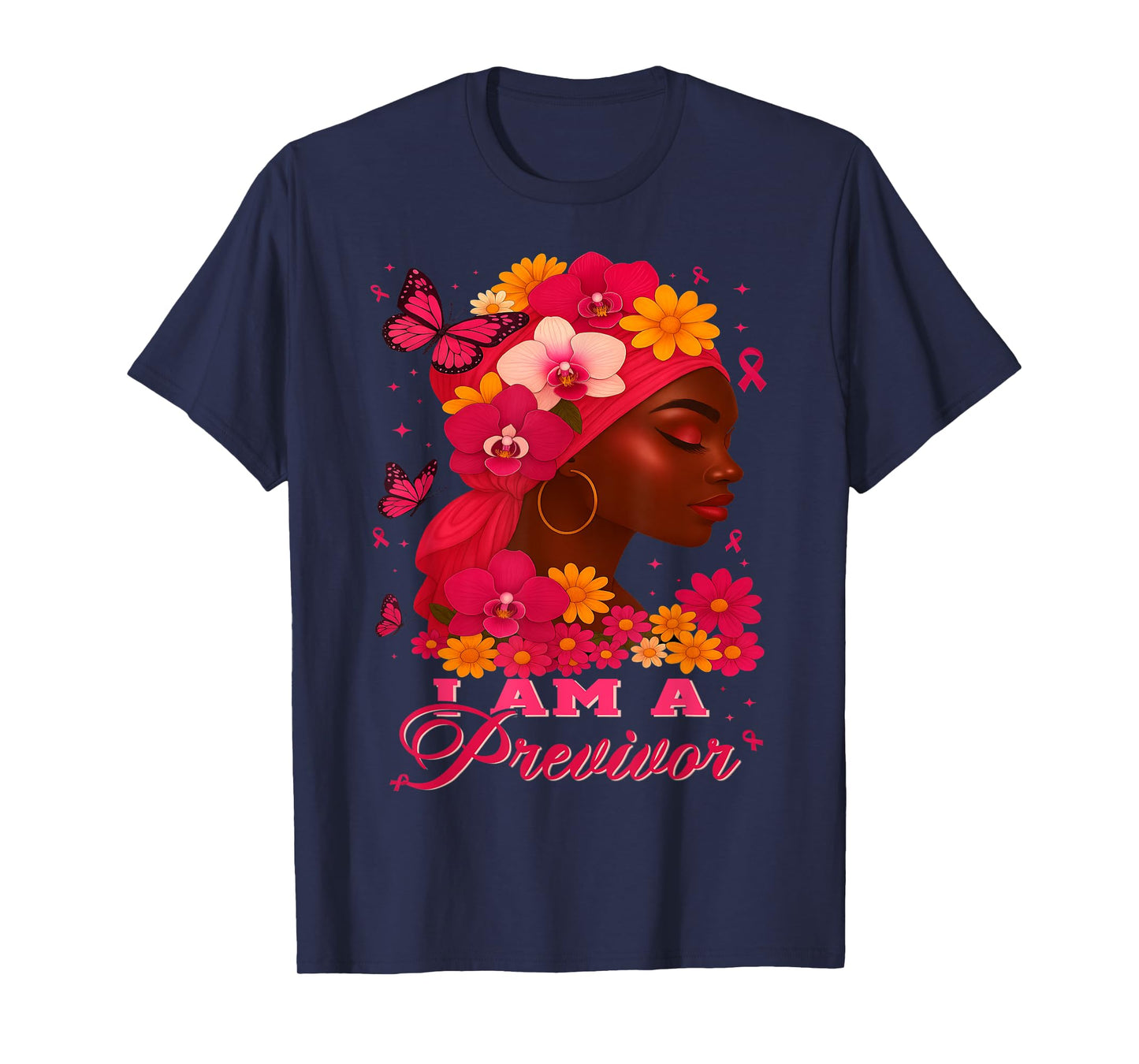 I Am A Previvor Pink Ribbon Breast Cancer Awareness Warrior T-Shirt