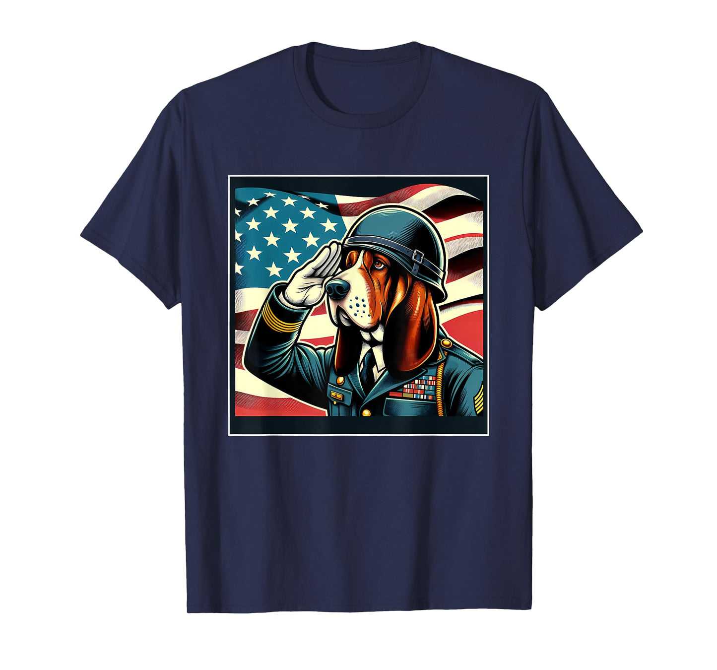 4th Of July US Flag Salute Basset Hound dog T-Shirt