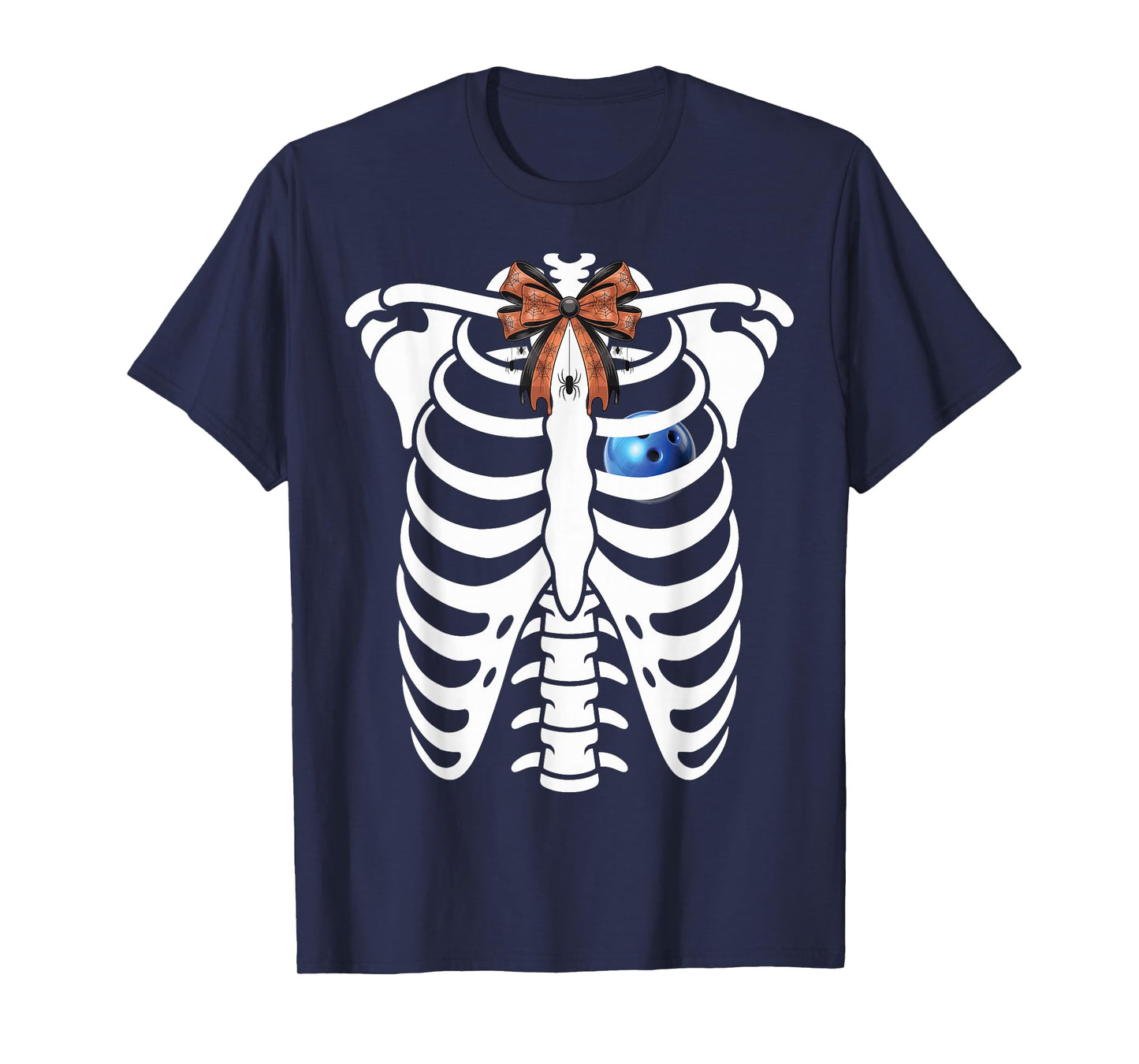 Skeleton Rib cage Halloween Bowling Costume Lovers T-Shirt