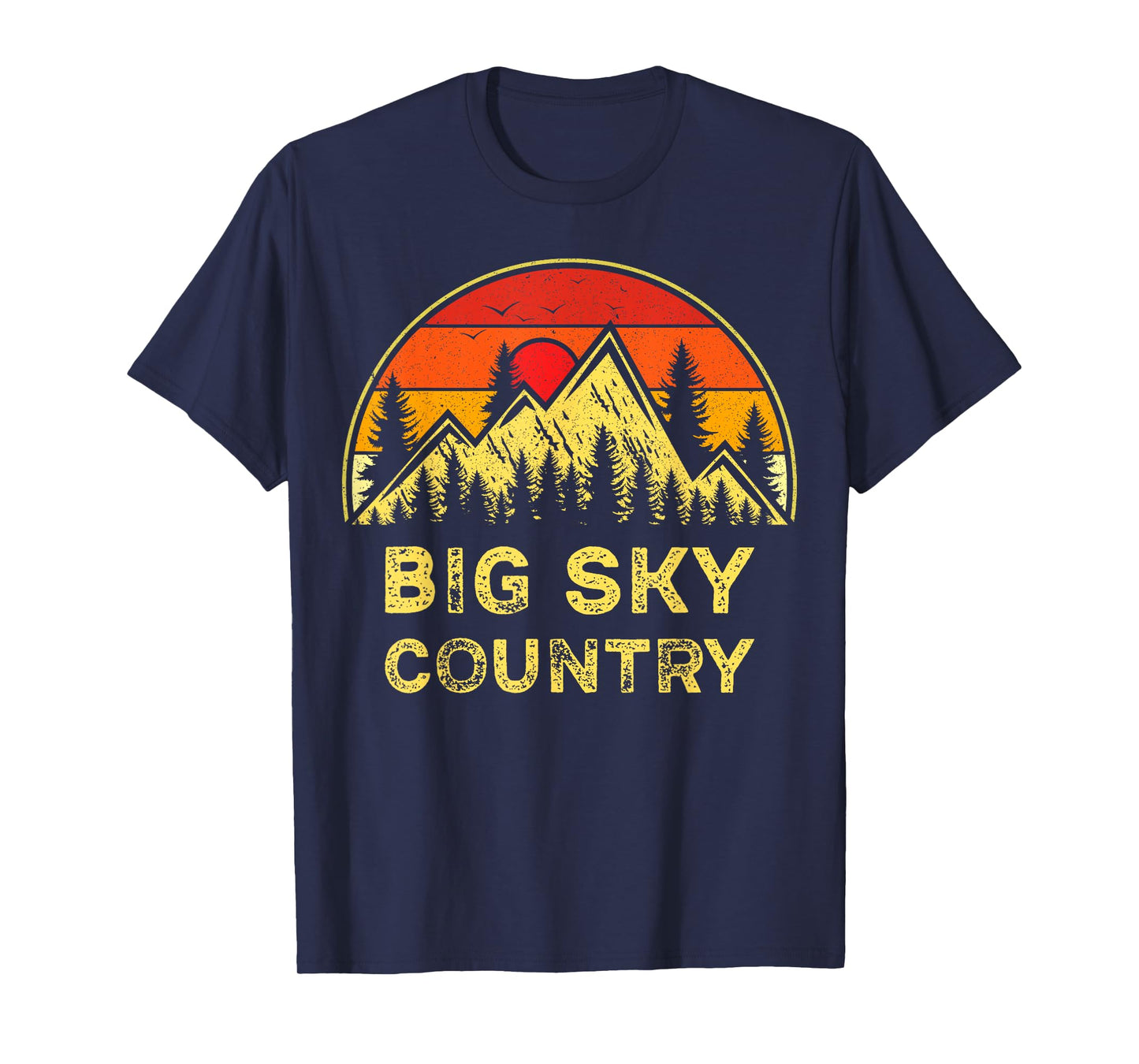 Vintage Big Sky Country Montana MT Mountains Hiking Souvenir T-Shirt