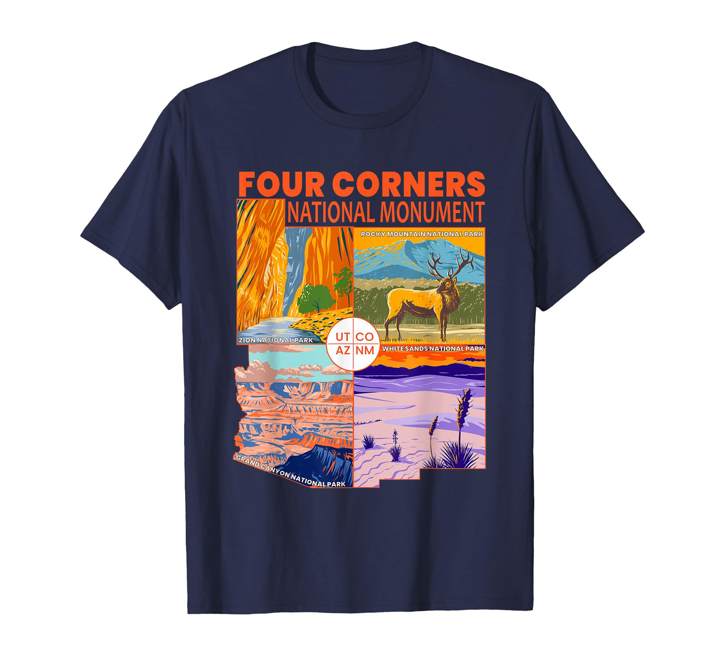 Four Corners National Monument With National Parks Retro T-Shirt