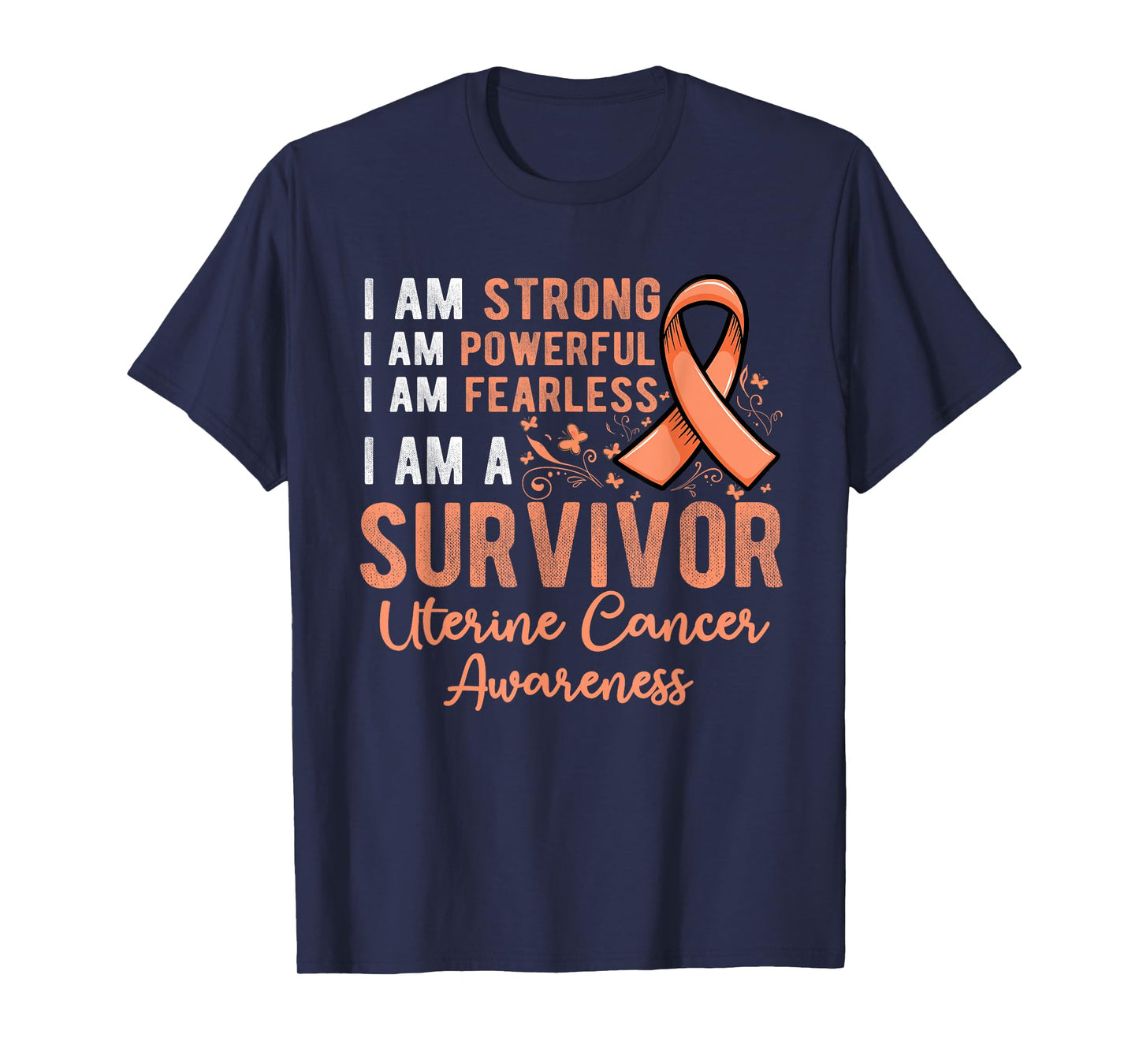 Peach ribbon support survivor of uterine cancer awareness T-Shirt