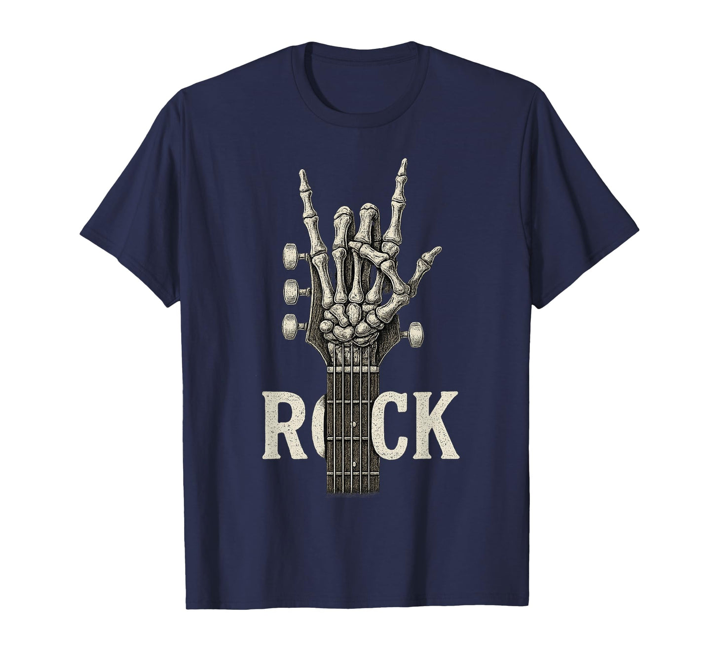 Rock On Skeleton Hand Guitar Guitarist Rock Band Halloween T-Shirt
