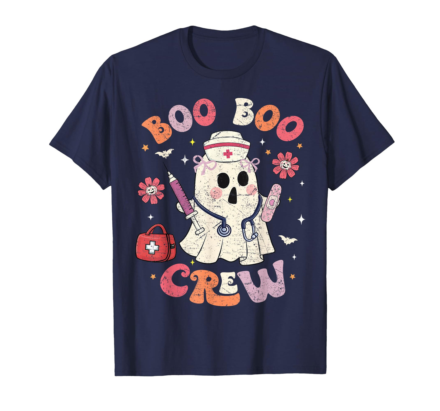 Groovy Halloween Nurse Funny Nursing Ghost Boo Boo Crew T-Shirt
