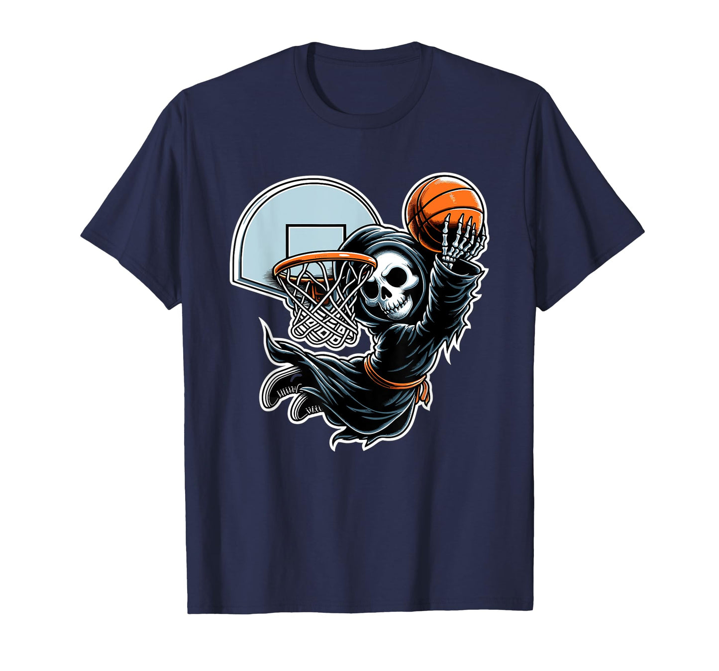 Grim Reaper Basketball Player Funny Halloween T-Shirt