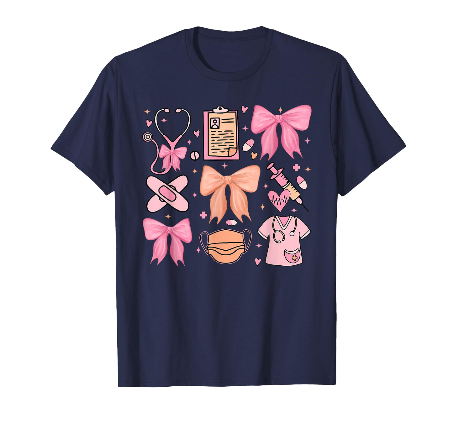 Cute Pink Coquette Bow Girly Nurse T-Shirt