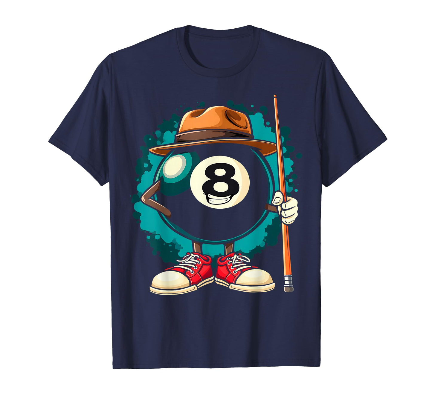 Cool 8 Ball Character Funny Billiards T-Shirt
