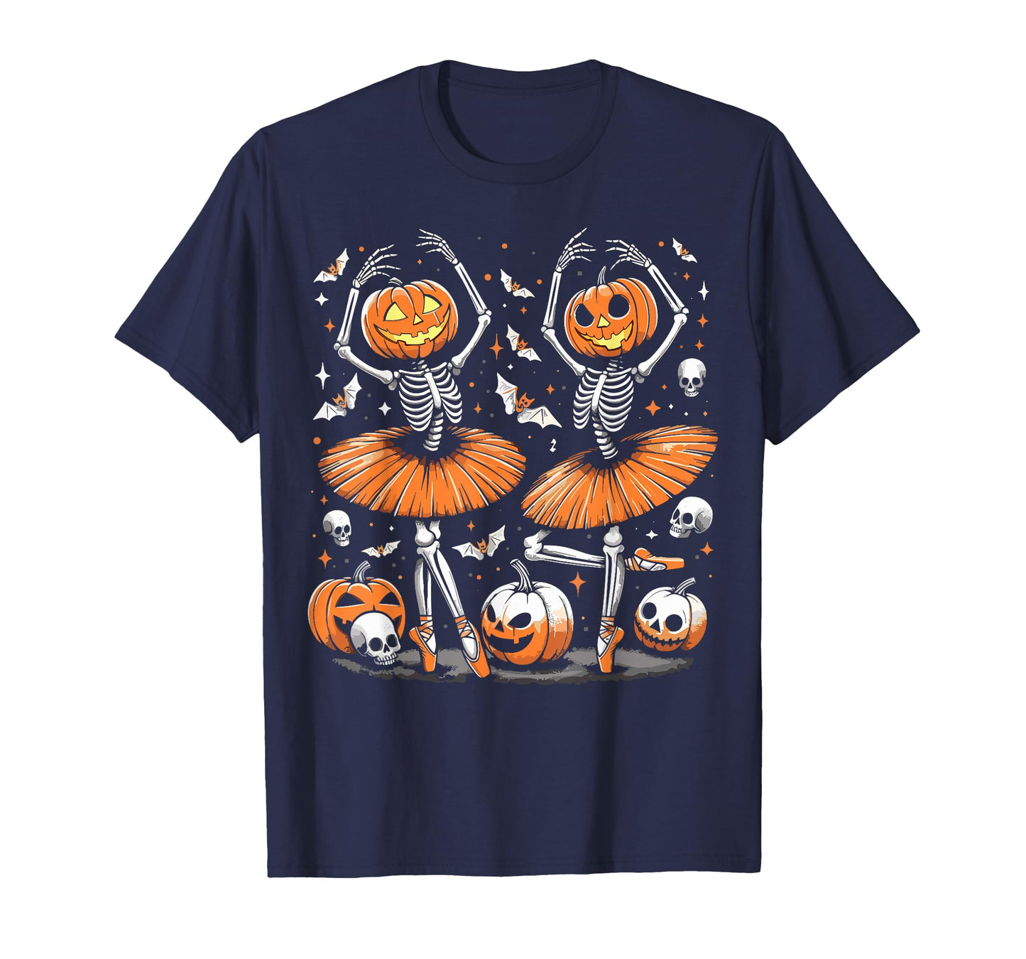 Halloween Skeleton Ballerina Pumpkin Ballet T-Shirt