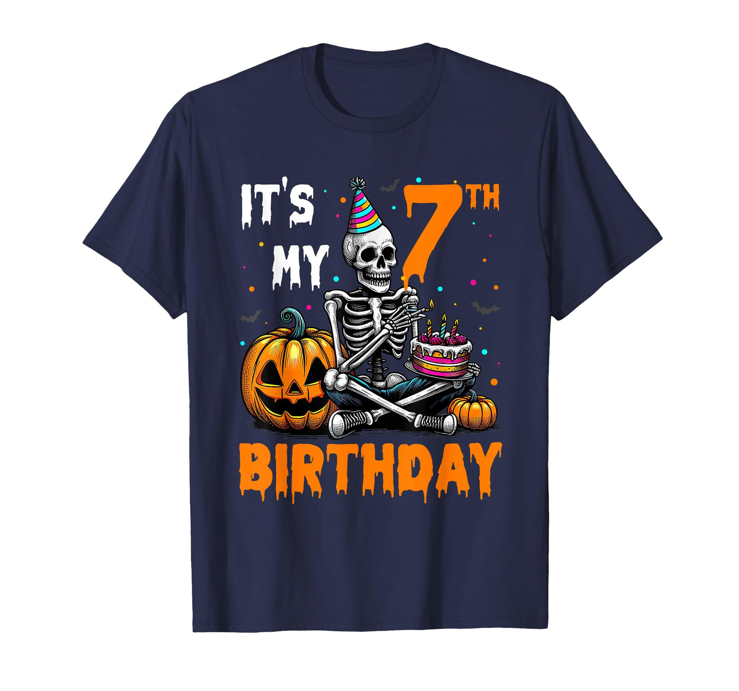 Skeleton 7th Birthday Halloween Party Kids 7 Years Gift T-Shirt