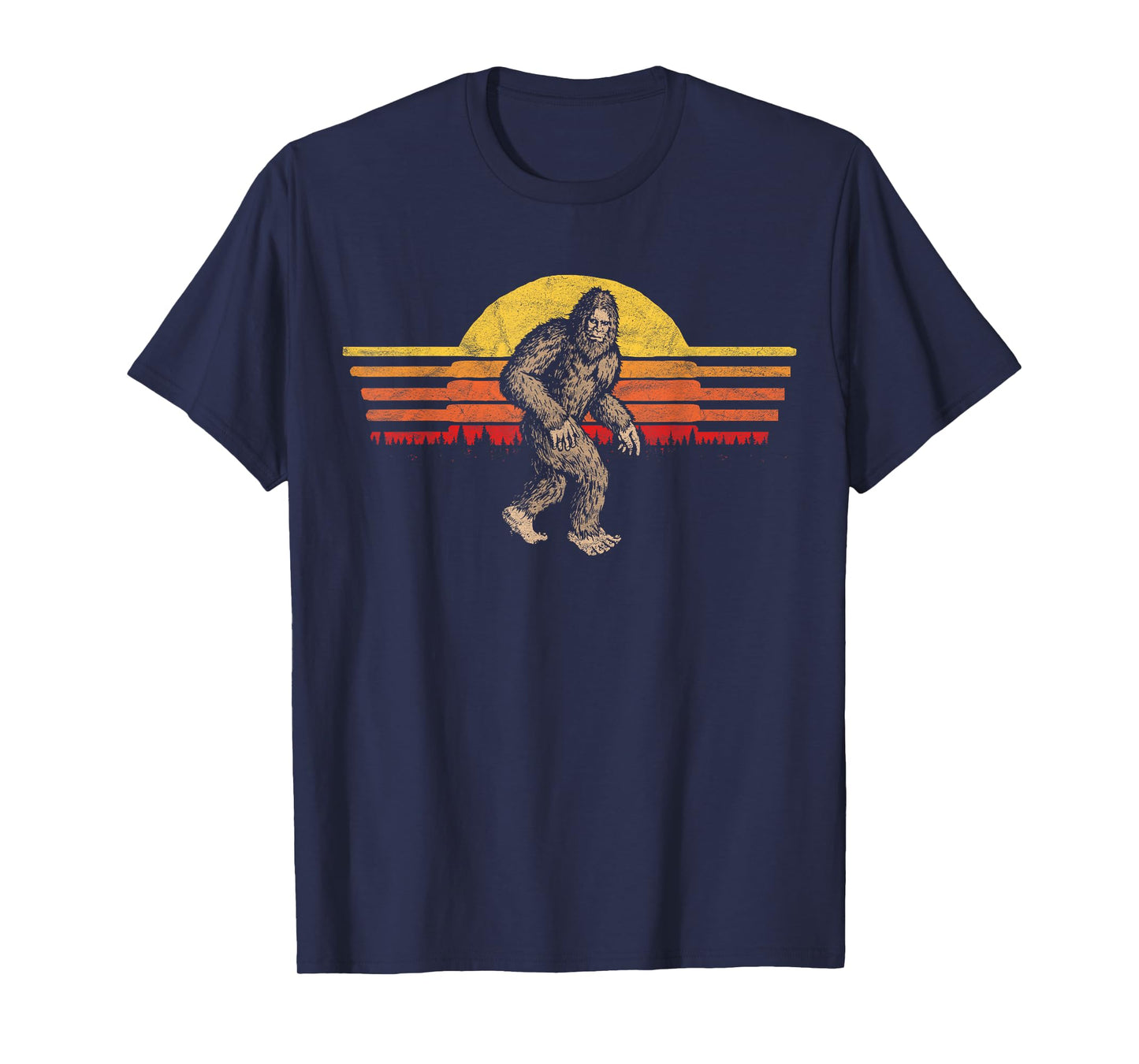 Bigfoot Distressed Eighties Sunset Vintage Sasquatch Sun T-Shirt
