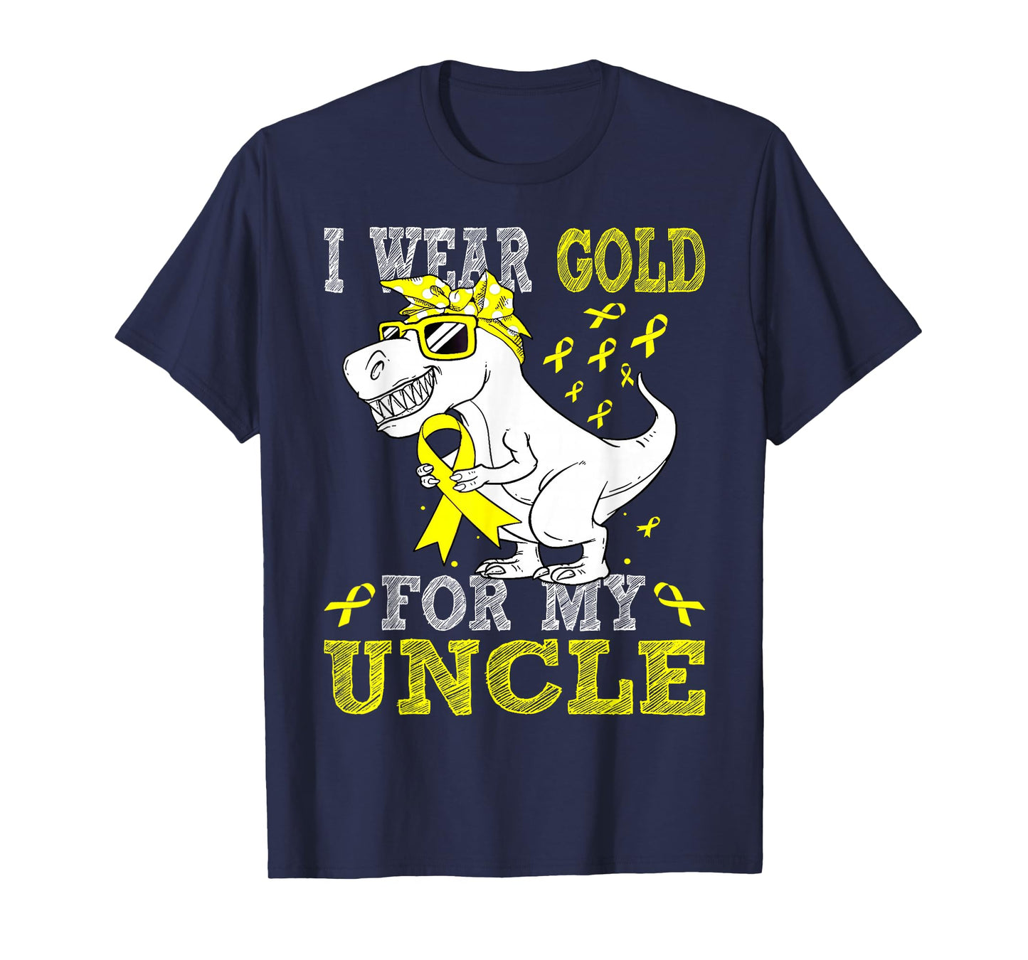 I Wear Gold for My Uncle Trex Childhood Cancer Awareness T-Shirt