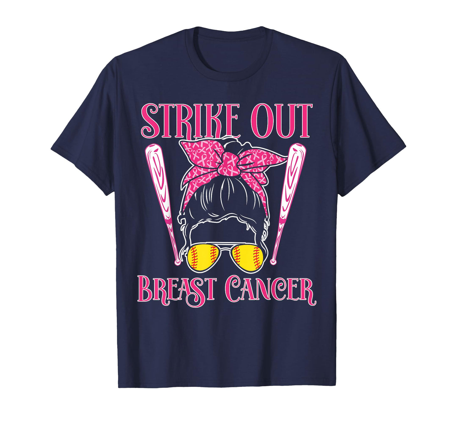 Breast Cancer Awareness - Softball Strike Out Pink Ribbon T-Shirt
