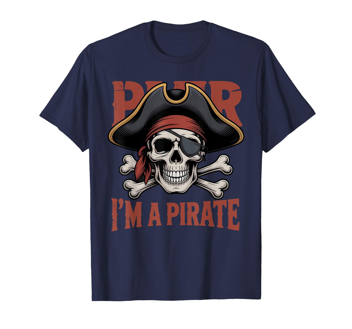 Funny Retro Bruh I'm A Pirate Skull Spooky Halloween Costume T-Shirt