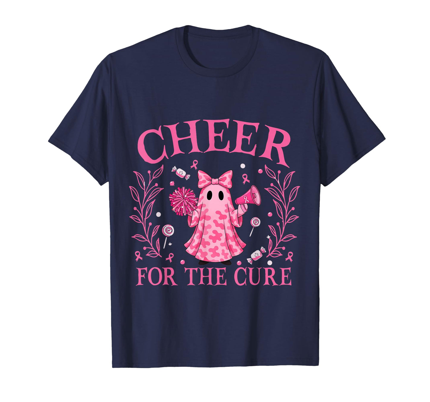 Cheer for The Cure Breast Cancer Awareness Ghost Halloween T-Shirt